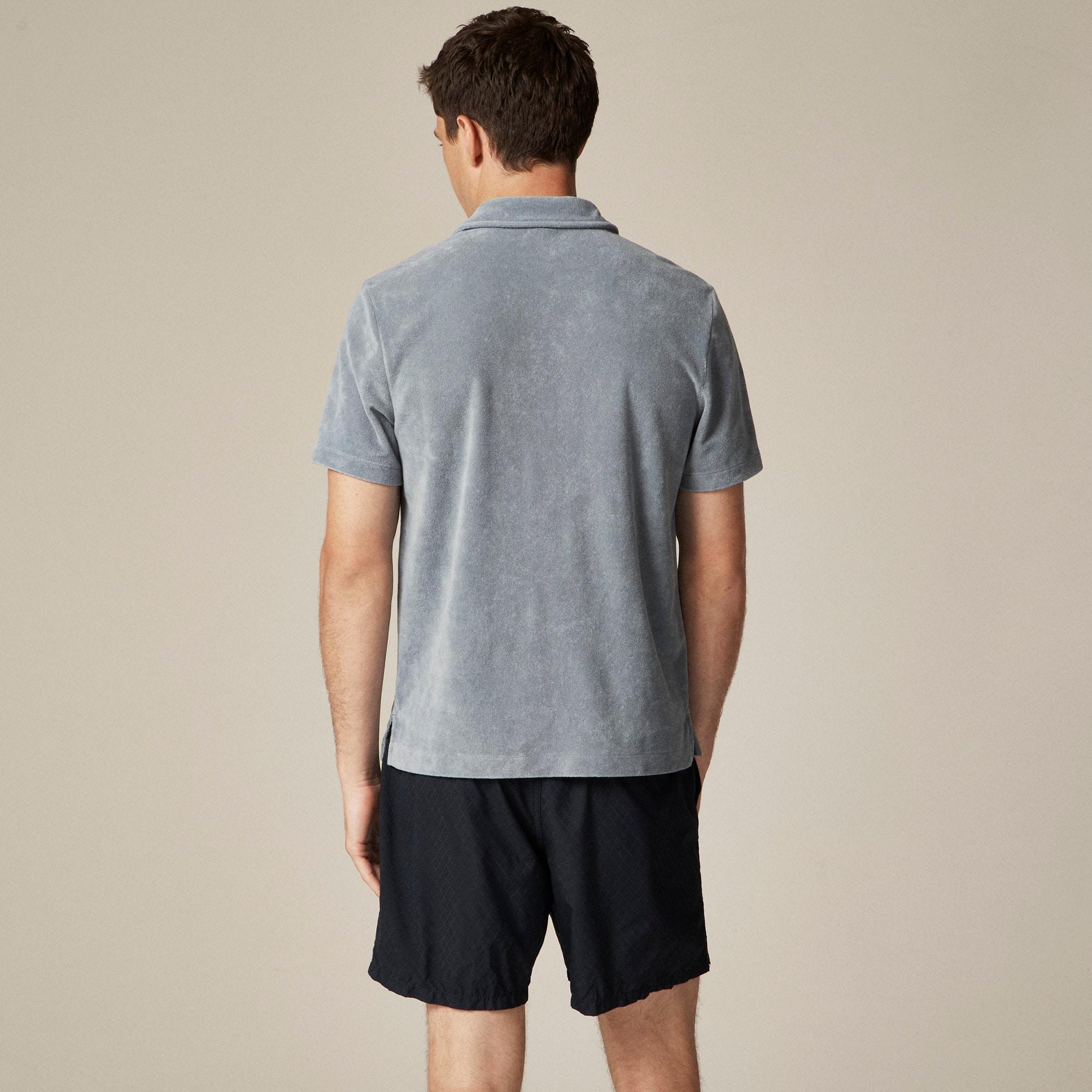 Terry cloth johnny-collar polo shirt Product Image