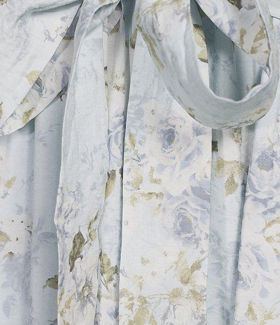 Blu Pepper Floral Printed Ruffle Sleeve Sweetheart Neck Tie Front Midi Dress Product Image