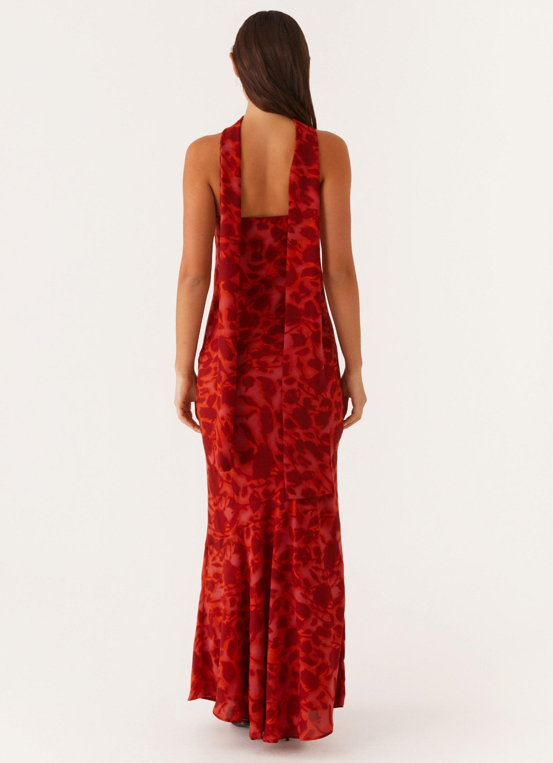 Under The Pagoda Maxi Dress - Deep Red Floral Product Image