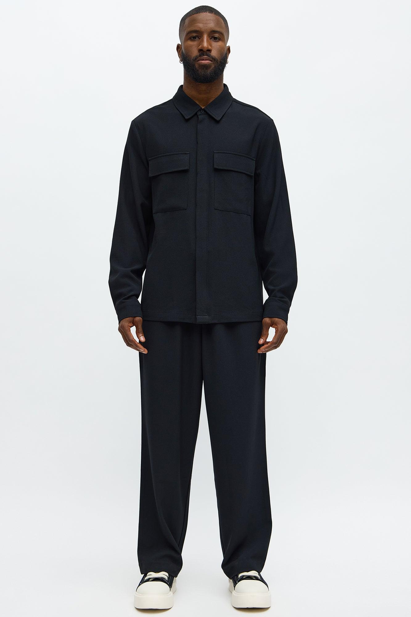 Golden Hour Long Sleeve Button Up Shirt - Black Male Product Image