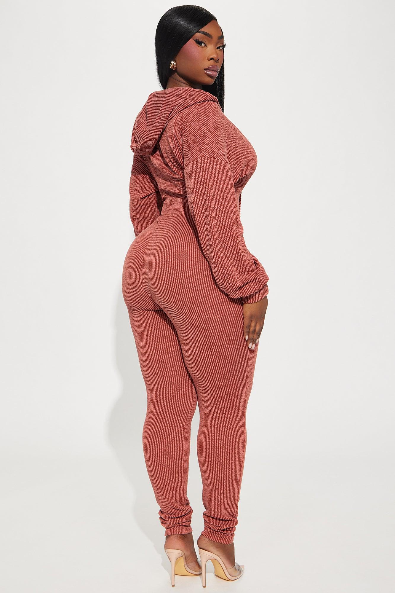 Izara Ribbed Jumpsuit - Rust Product Image