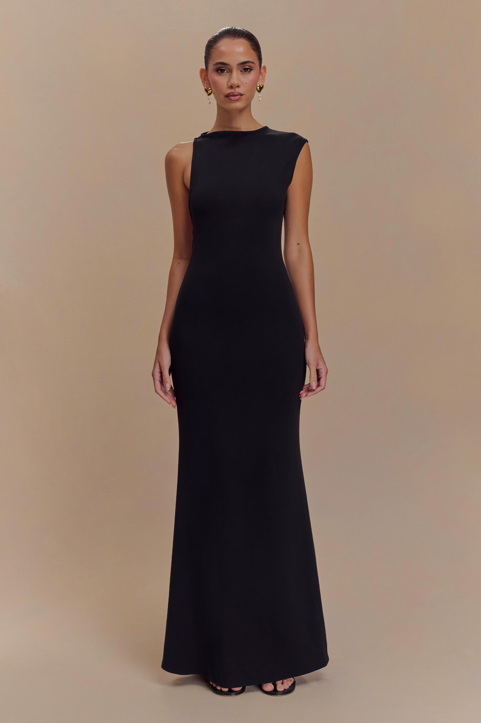 Katerina Scuba Jersey Cut Out Maxi Dress - Black Product Image