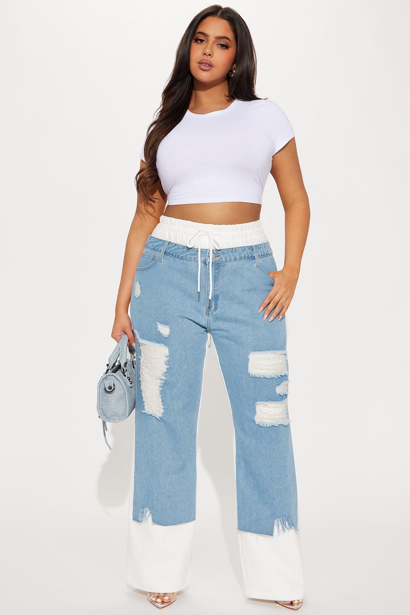 Eileen Contrast Double Waistband Pant - White/combo Product Image