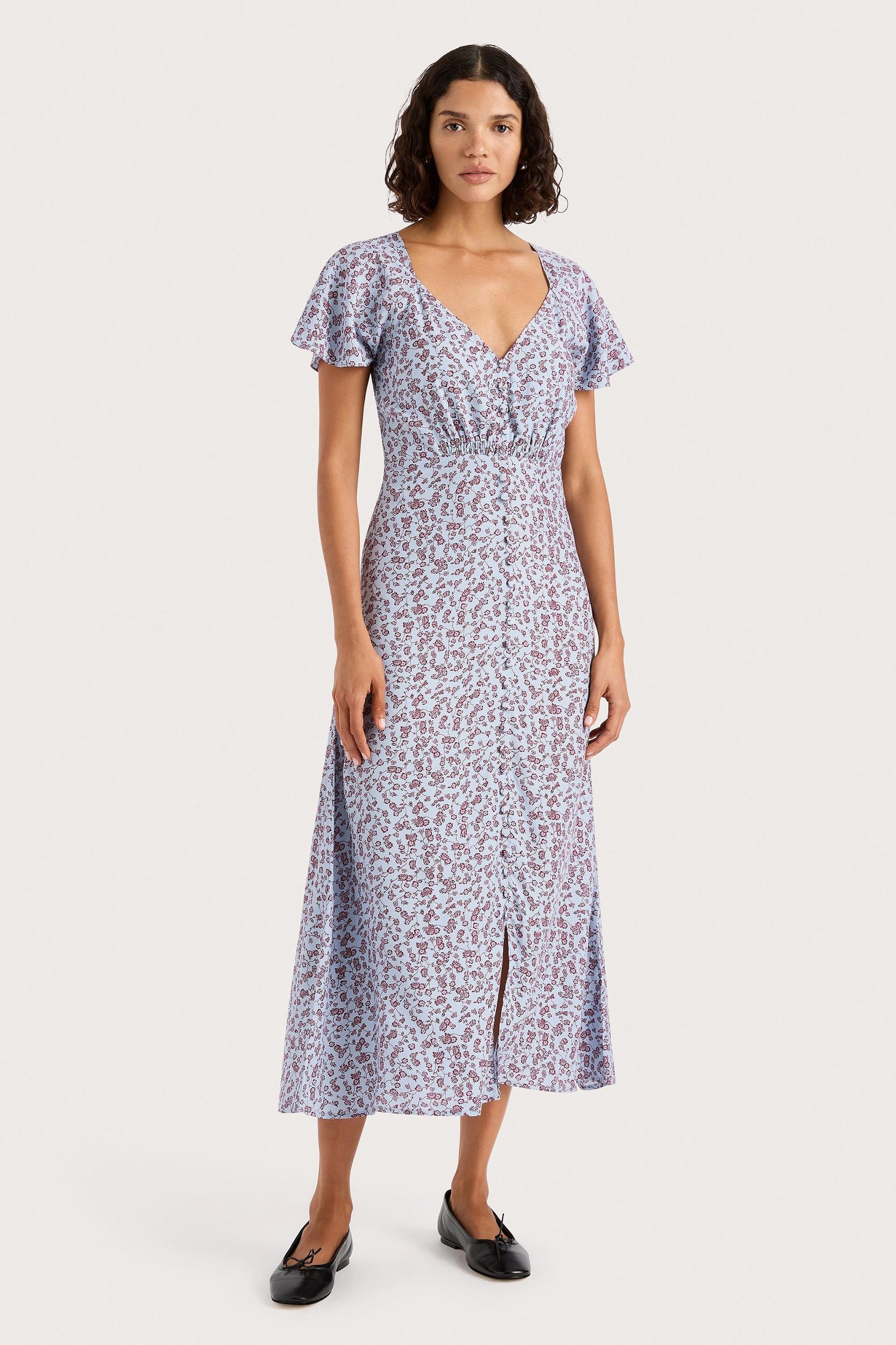 Aurelia Midi Dress Amaryllis Floral Blue - Final Sale Product Image