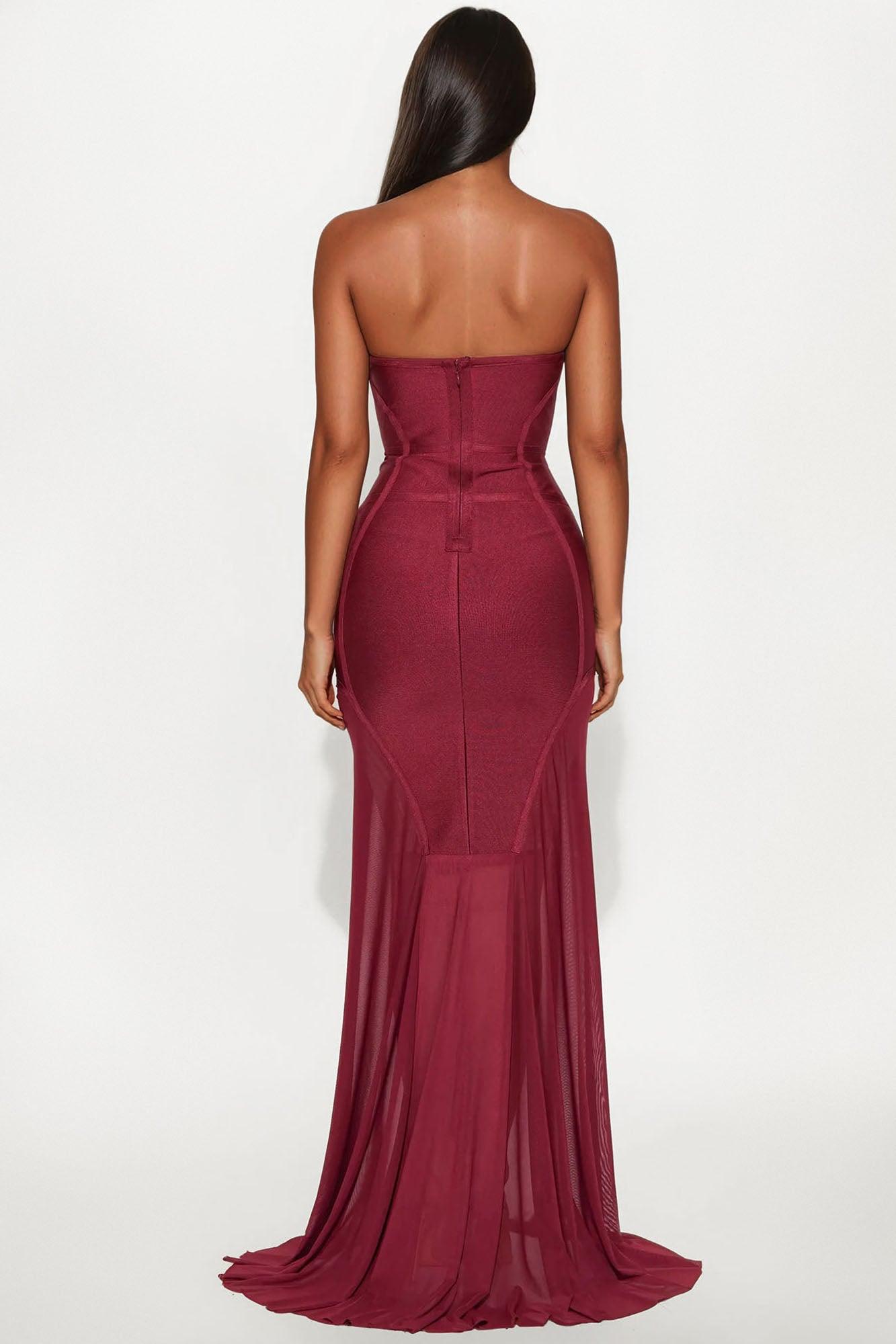 Night Life Bandage Maxi Dress - Wine Product Image