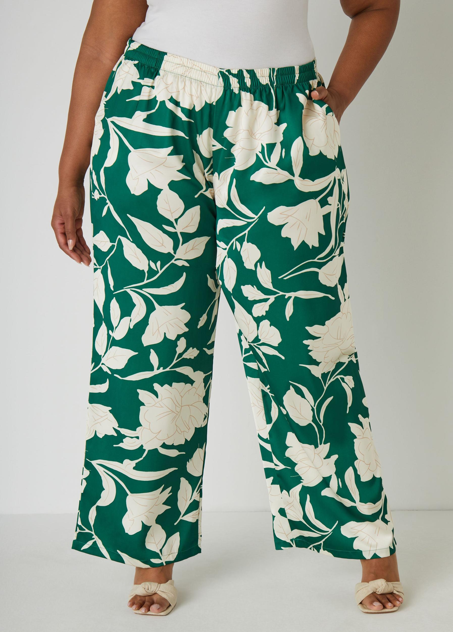 Floral Print Satin Wide Leg Pants Product Image