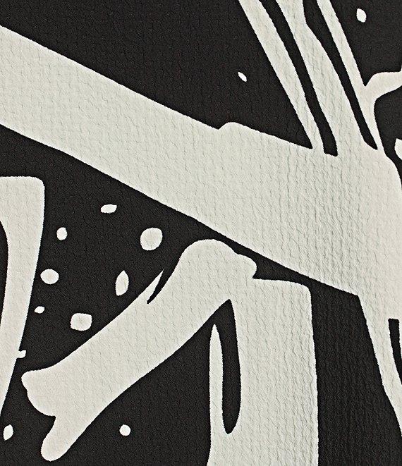 IC Collection Woven Abstract Boat Neck Long Sleeve High-Low Top Product Image