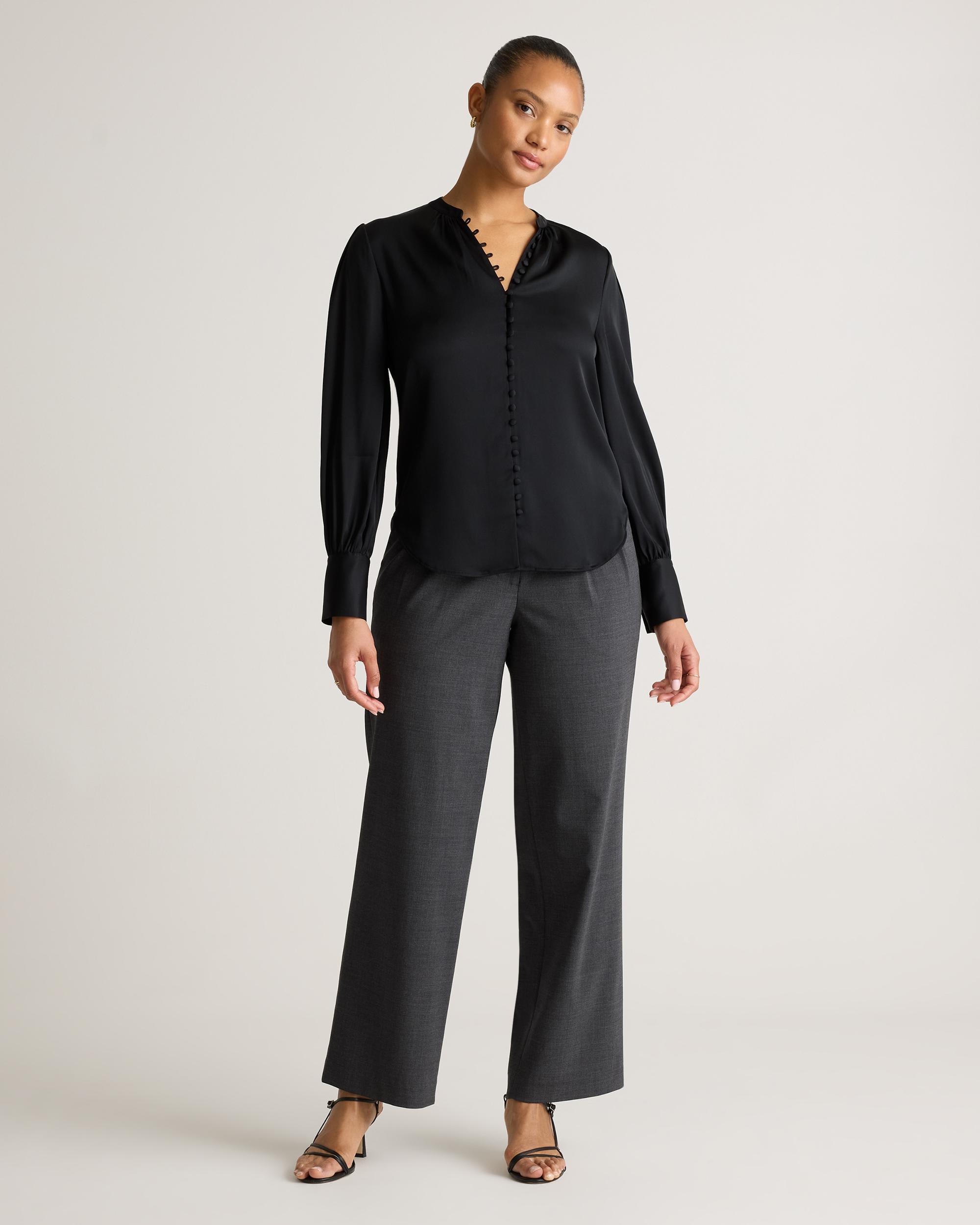 Quince | Women's Washable Stretch Silk Peasant Blouse Size XS Product Image