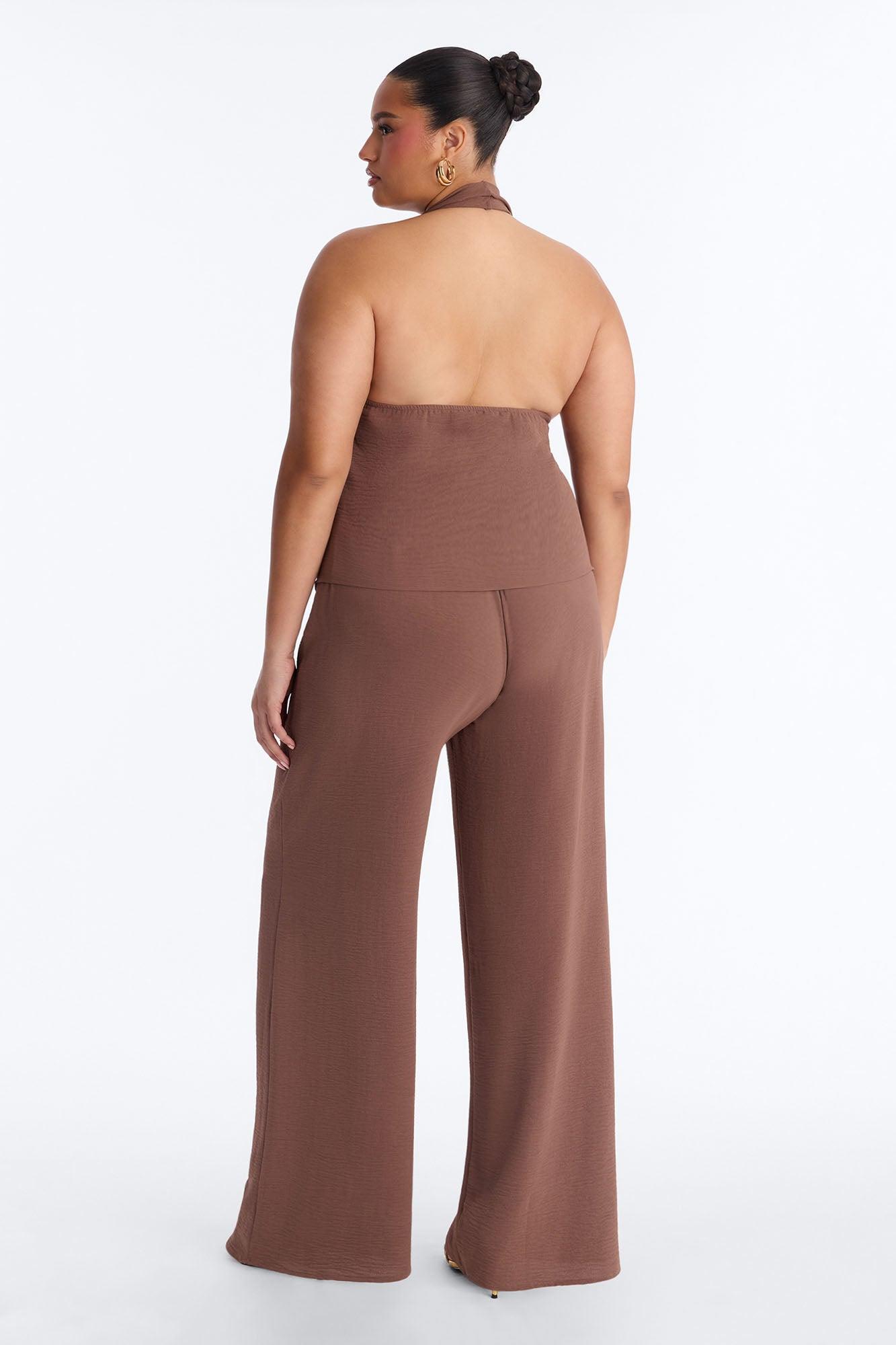 Natalie Halter Cowl Pant Set - Mocha Female Product Image