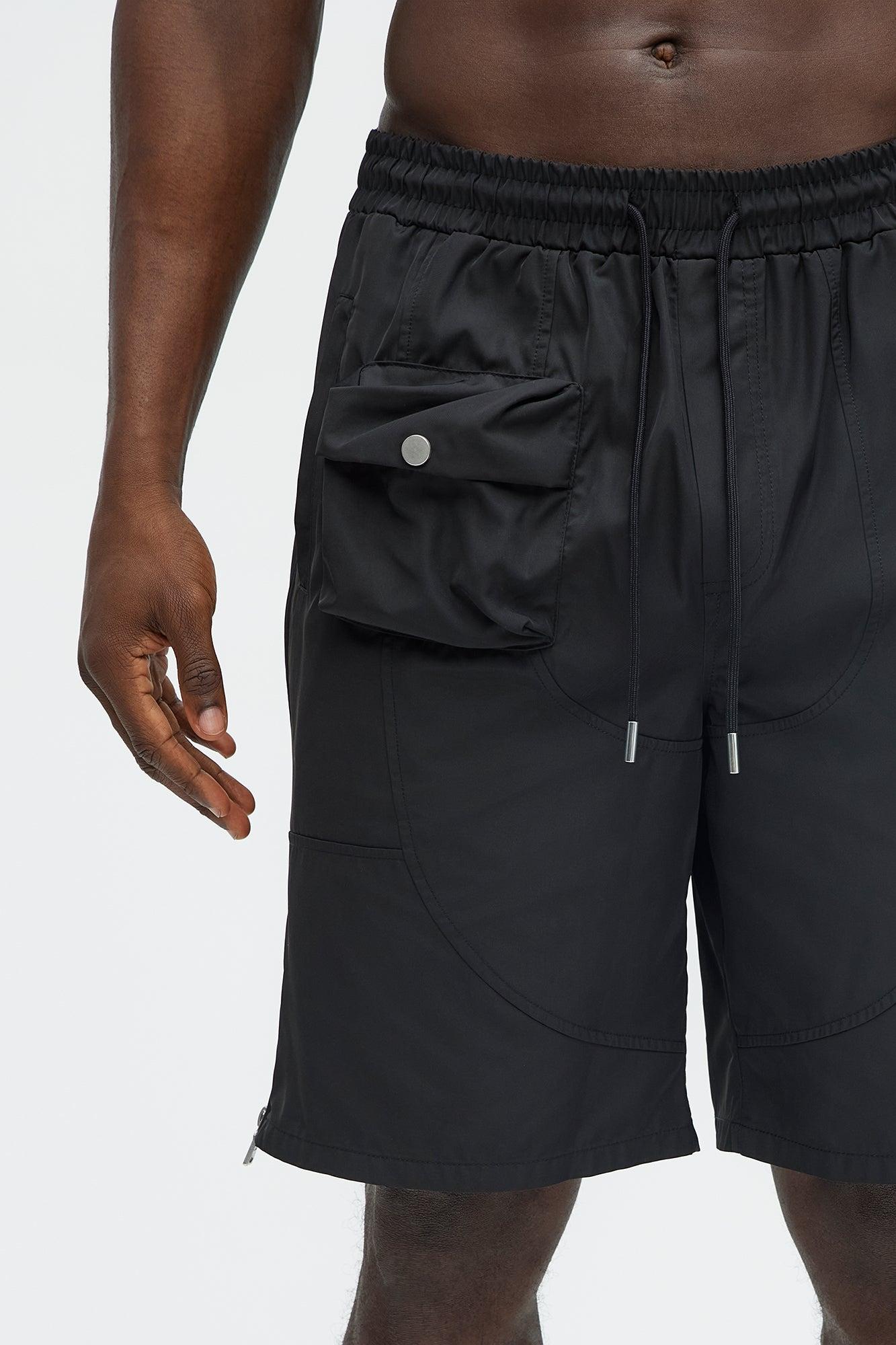 Zip Release Relaxed Tech Shorts - Black Product Image