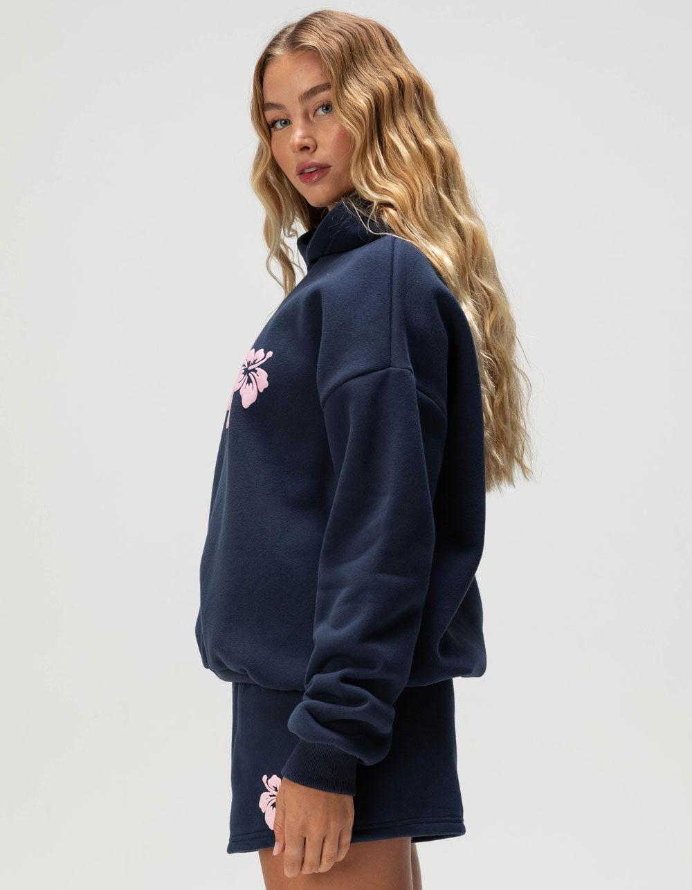 FULL TILT Puff Hibiscus Womens Hoodie - NAVY Product Image
