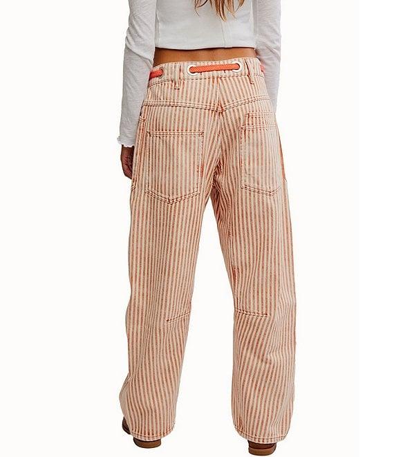 Free People Moxie Railroad Stripe Print Patch Pocket Straight Leg Pant Product Image