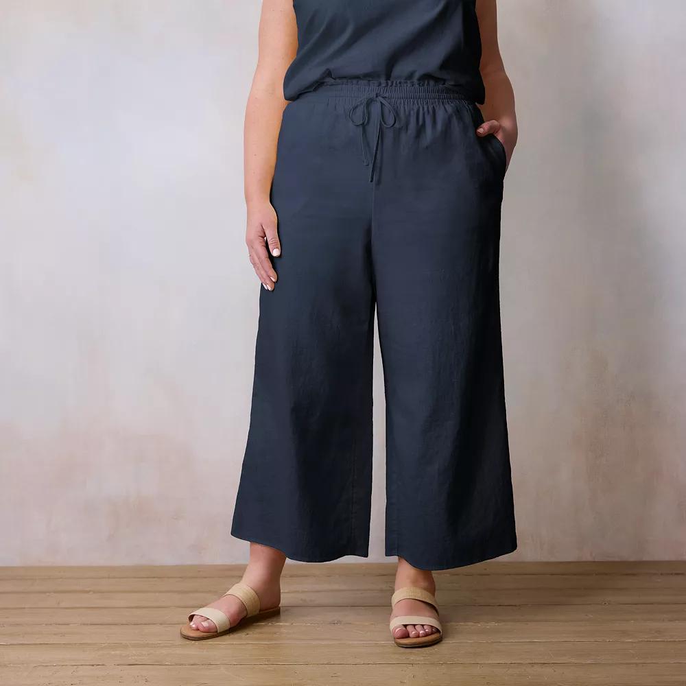 Plus Size LC Lauren Conrad Pull On Soft Pants, Women's, Size: 0X, Yellow White Chip Product Image