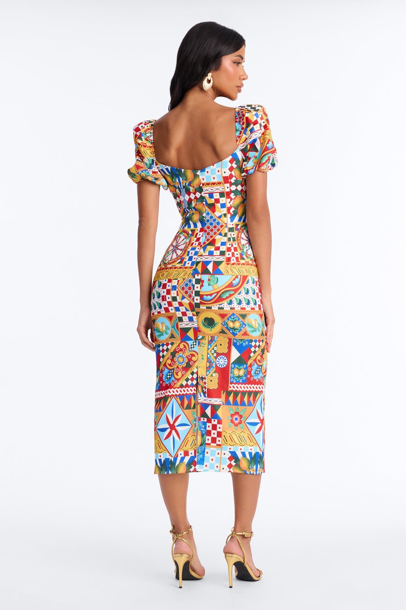 European Dream Off Shoulder Midi Dress - Multi Color Female Product Image