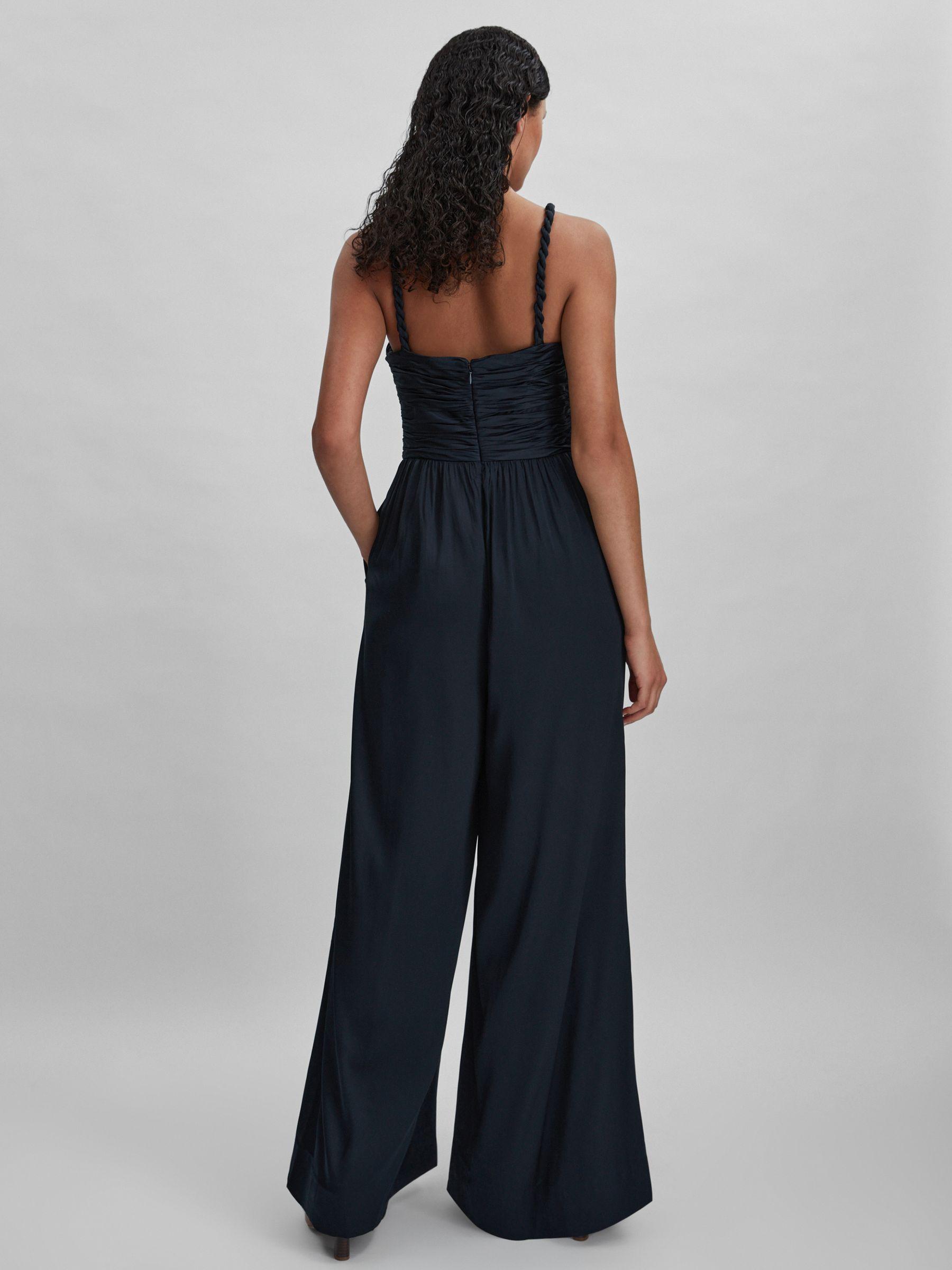 Amur Ruche Detail Wide Leg Jumpsuit in Navy Product Image