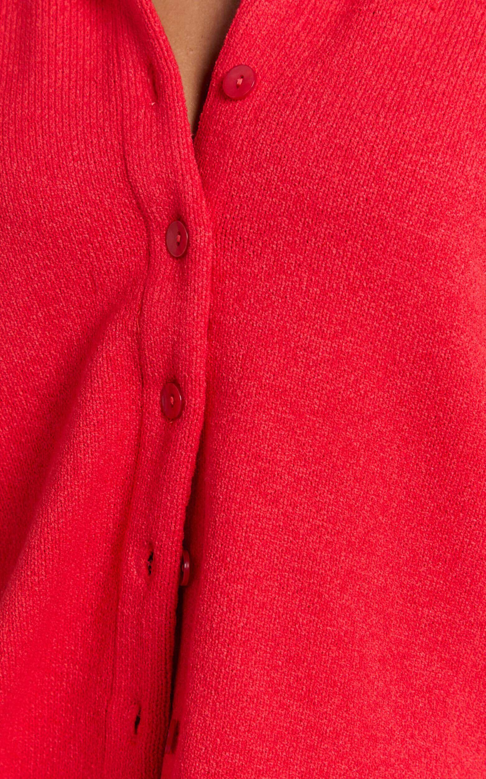 Kahlani Two Piece Set - Collared Short Sleeve and High Waisted Shorts in Red Product Image