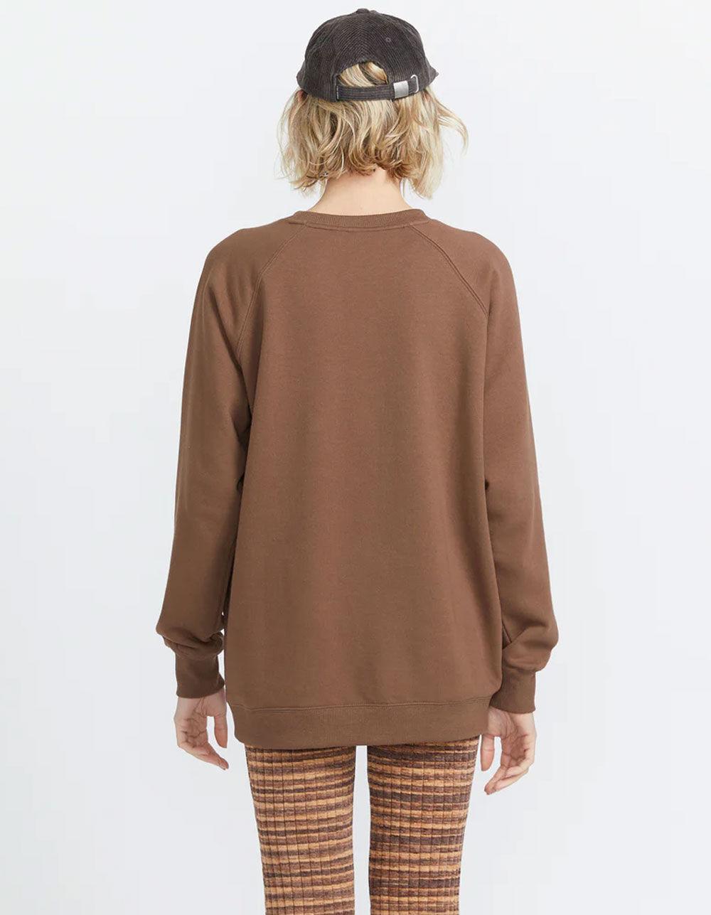 VOLCOM Stone Magic Womens Oversized Crewneck Sweatshirt - BROWN Product Image
