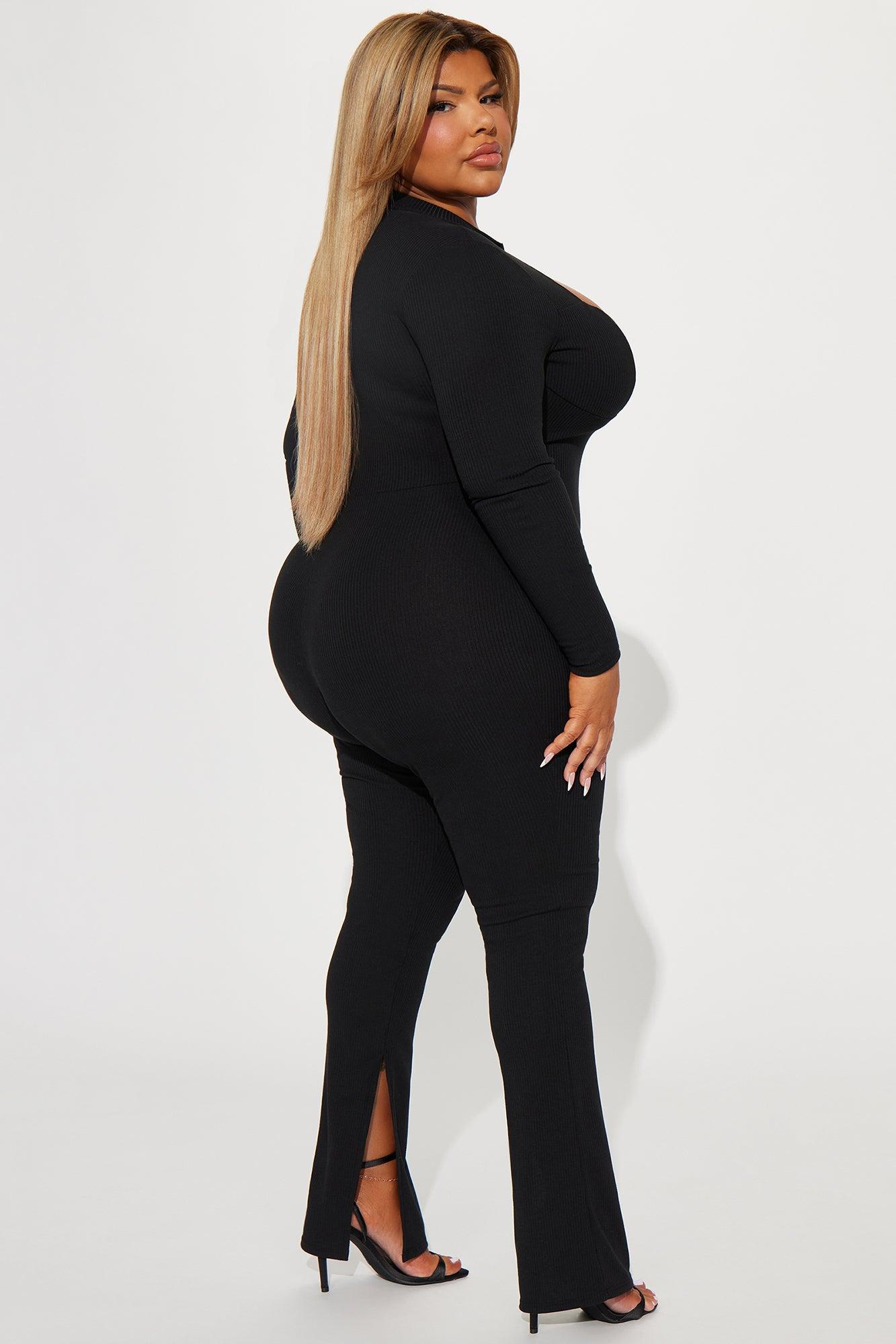 Harlow Heavy Ribbed Jumpsuit - Black Product Image