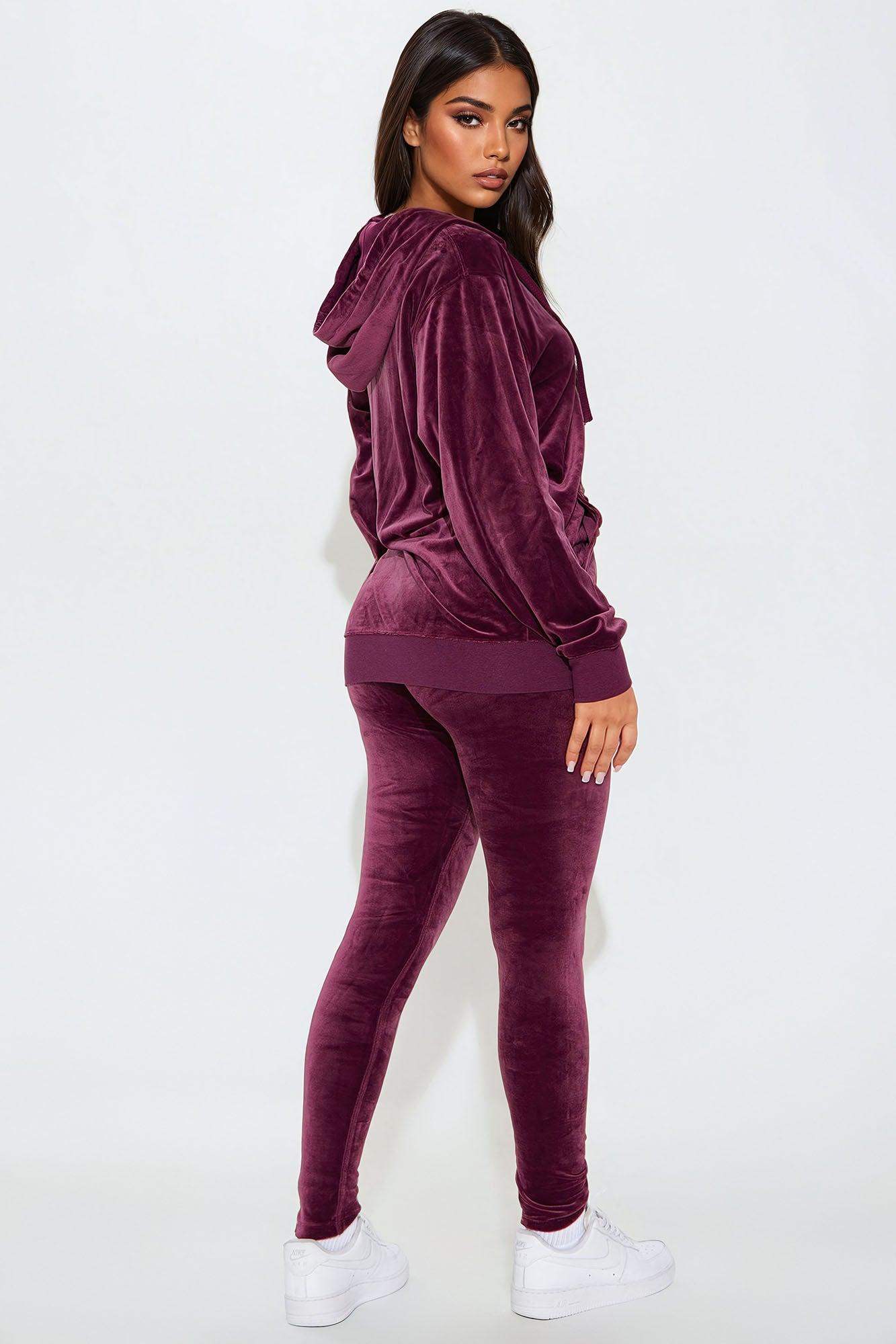 OG Friend Soft Velour Legging Set - Burgundy Product Image