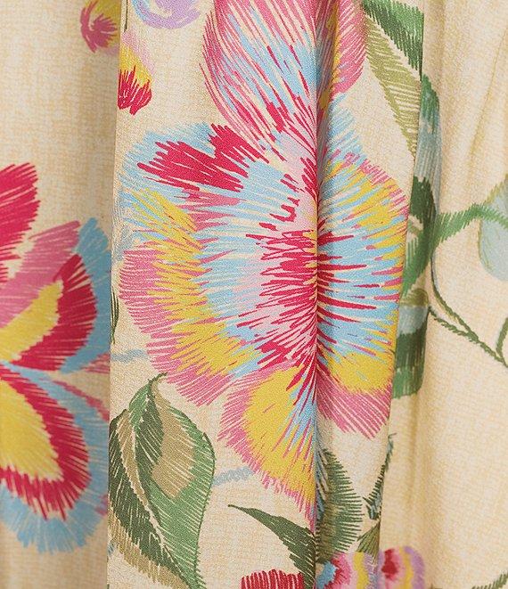 Skies Are Blue Plus Floral Print V-Neck Long Sleeve Dress Product Image