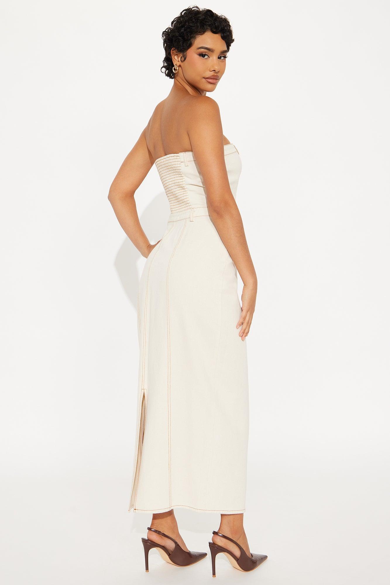 Sweet Saturday Twill Maxi Dress - Cream Female Product Image