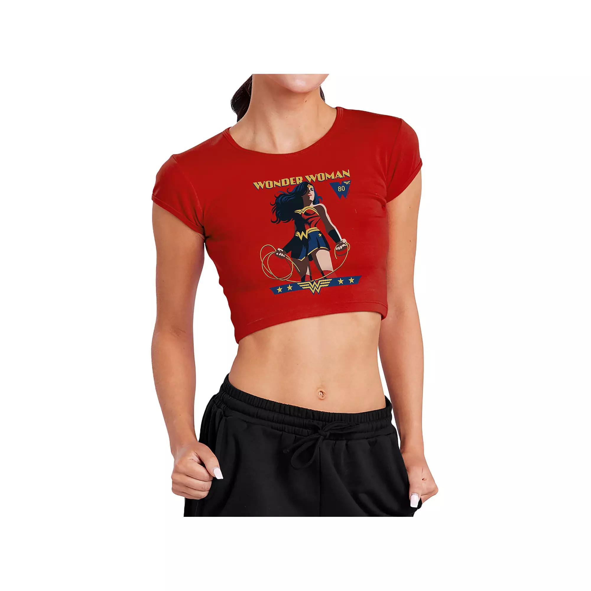 Juniors Marvel Wonder Woman 80th Anniversary Stance Crop Graphic Tee, Girls Product Image