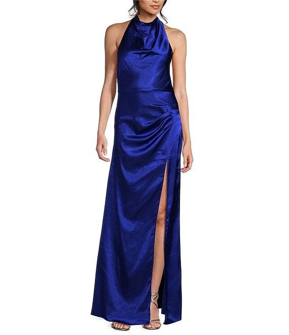 Blondie Nites Halter Drape Neck Sleeveless Dress Product Image