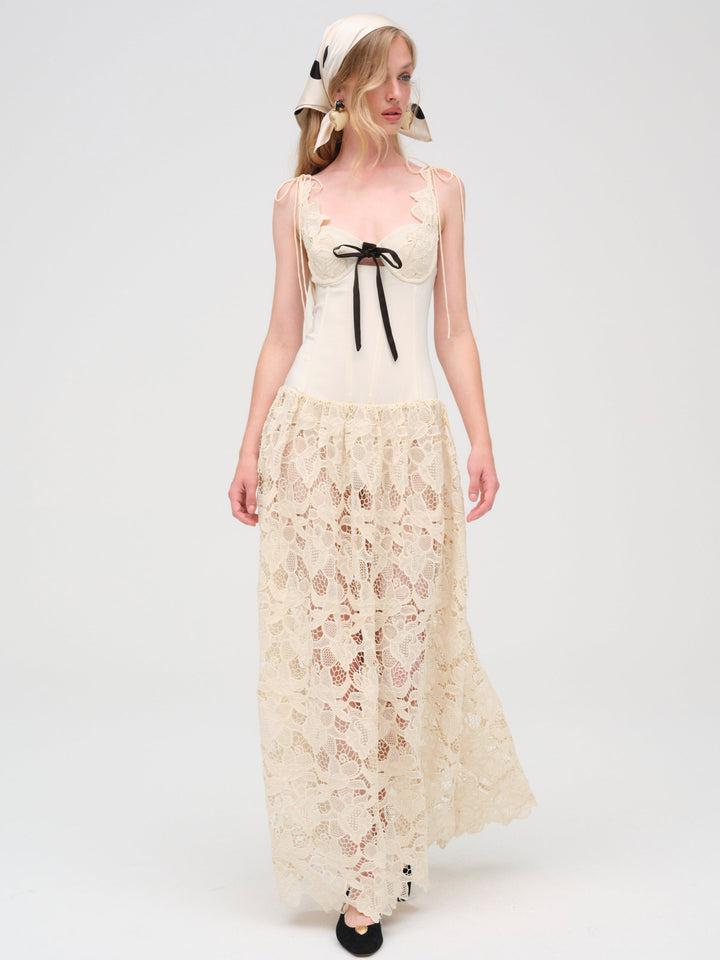 Coco Lace Maxi Dress — Cream Product Image