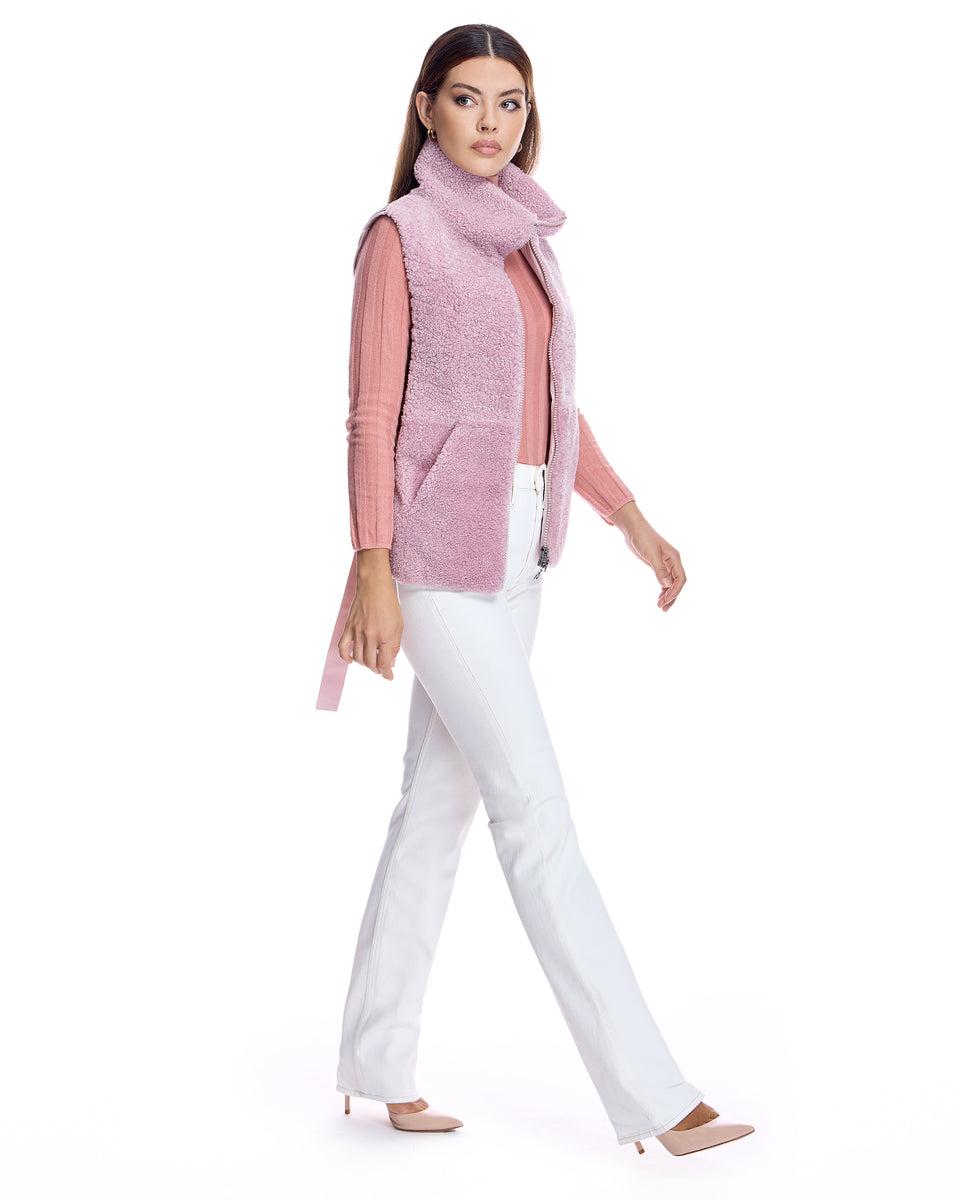 Shearling Lamb Vest with Poly Back Product Image