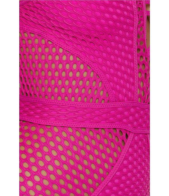 Becca By Rebecca Virtue Castaway Fishnet Texture Plunge Neck One Piece Swimsuit Product Image