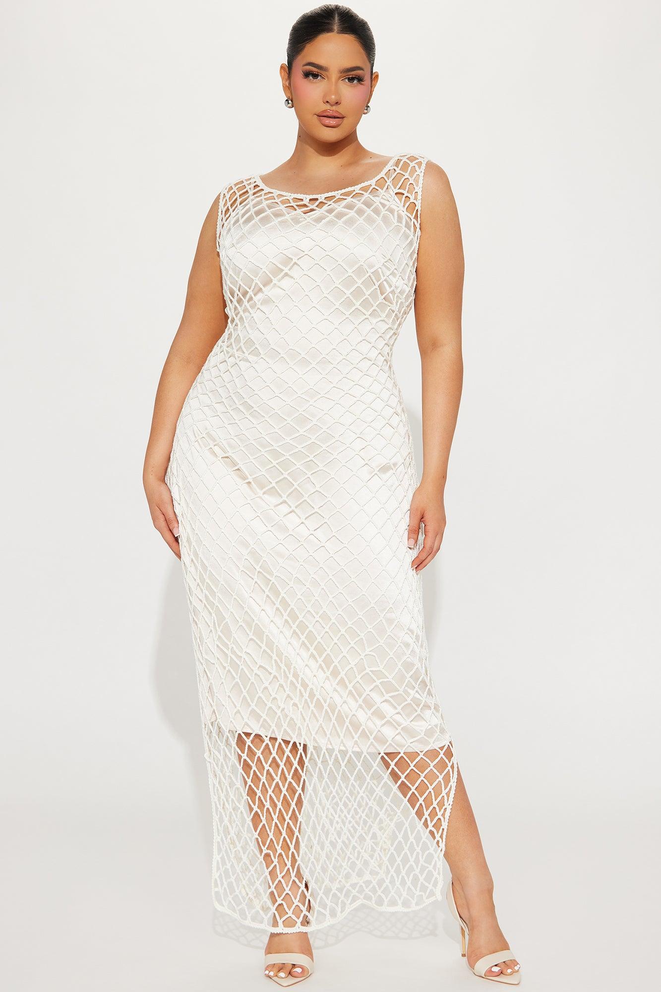 Zoe Crochet Maxi Dress Set - Beige Product Image