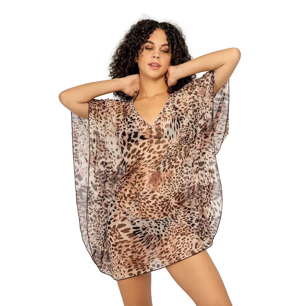 Women's Jordan Taylor Animal Print Swim Cover-Up Caftan,  Product Image