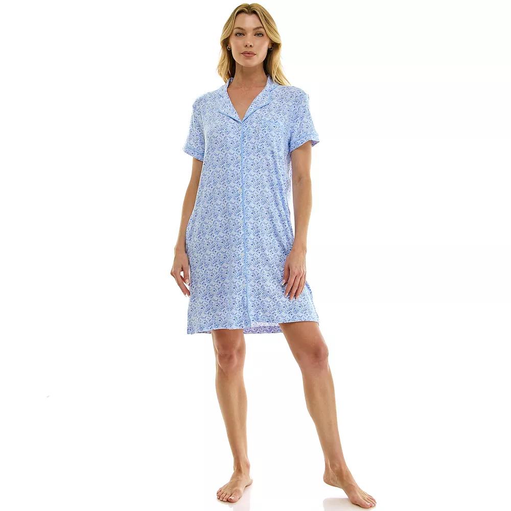 Women's Croft & Barrow® Notch Collar Short Sleeve Gown,  Product Image