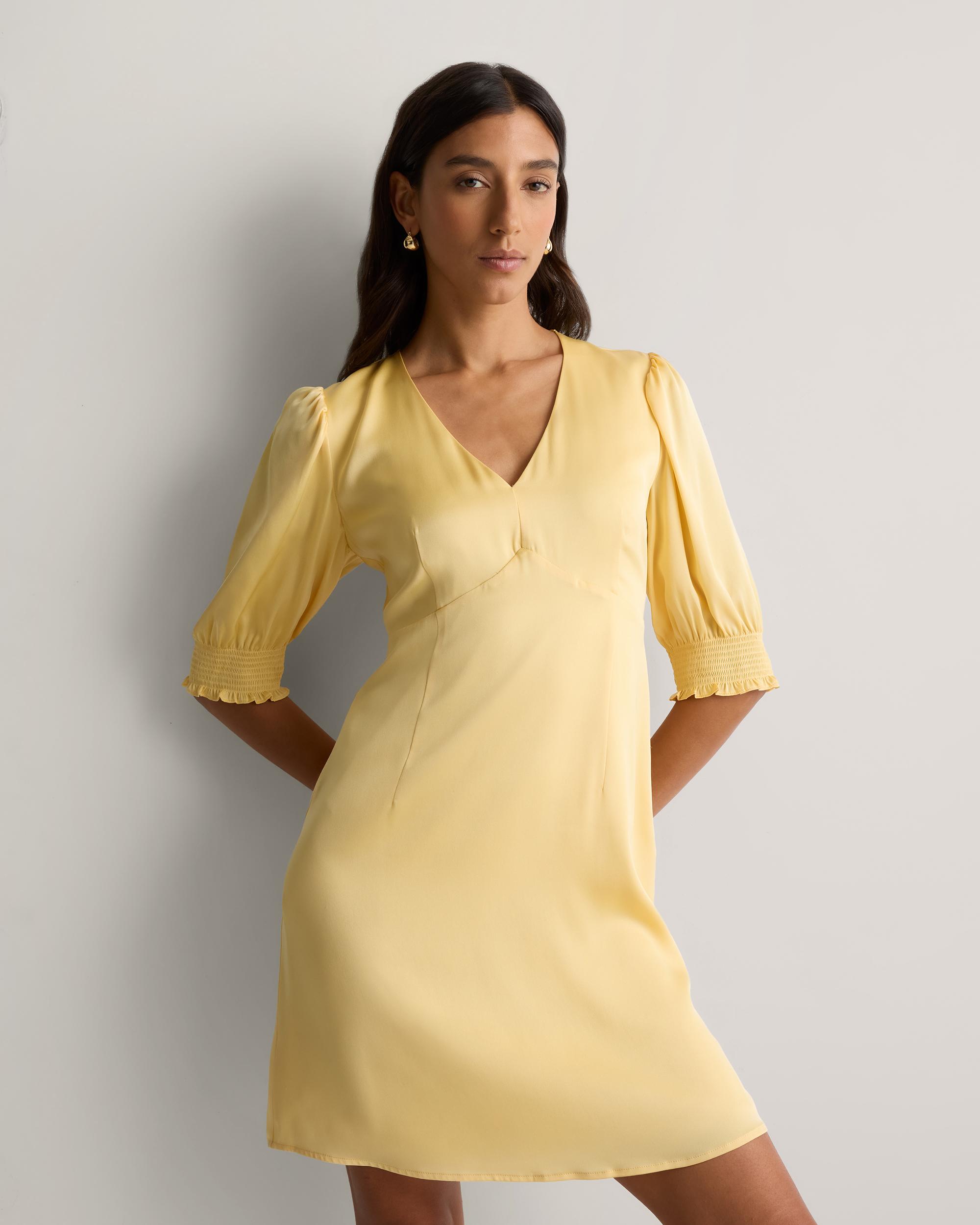 Quince | Women's Washable Stretch Silk Puff Sleeve Mini Dress Mulberry Silk Product Image