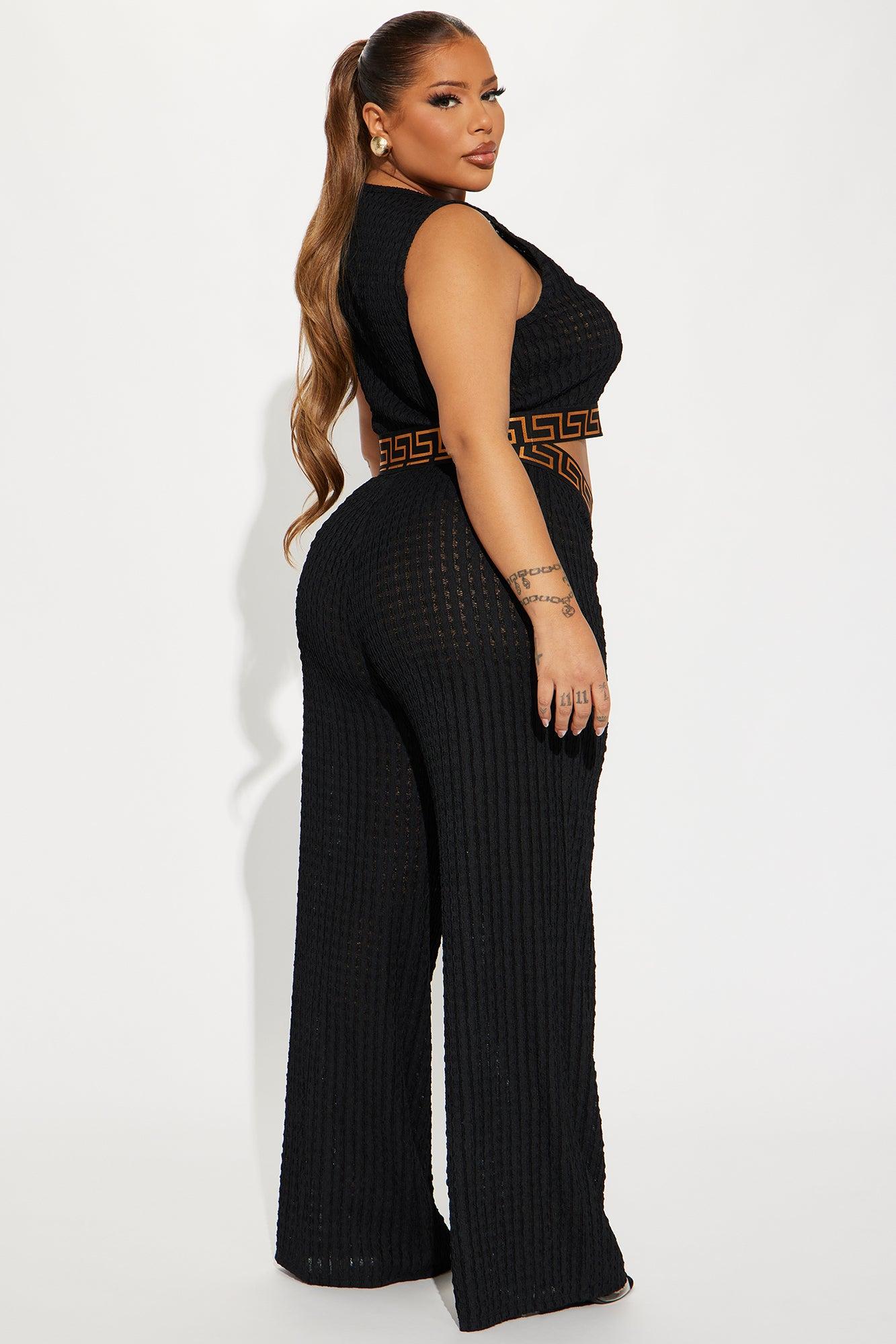 Her World Textured Pant Set - Black Product Image