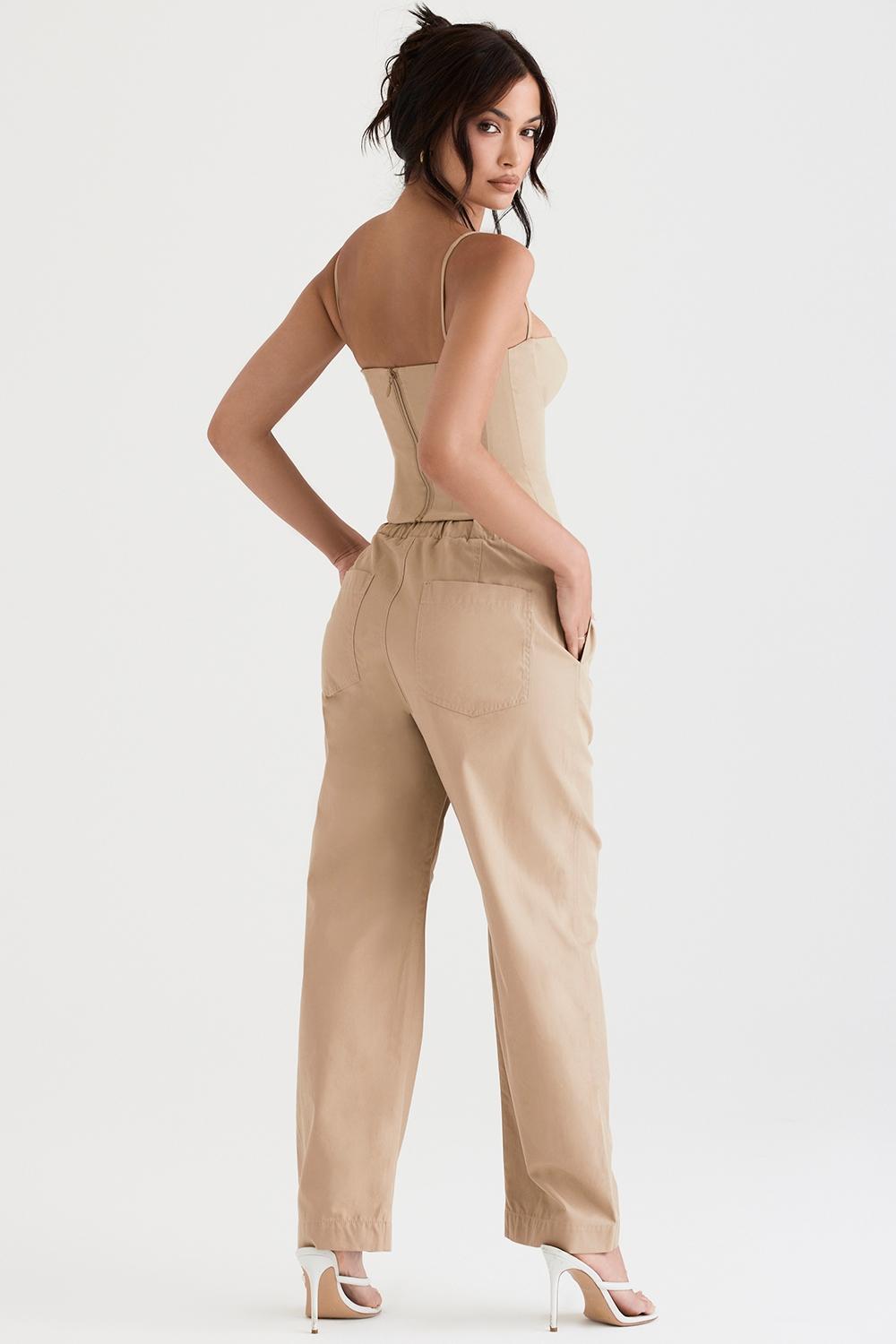 Luna  camel cargo trousers Product Image