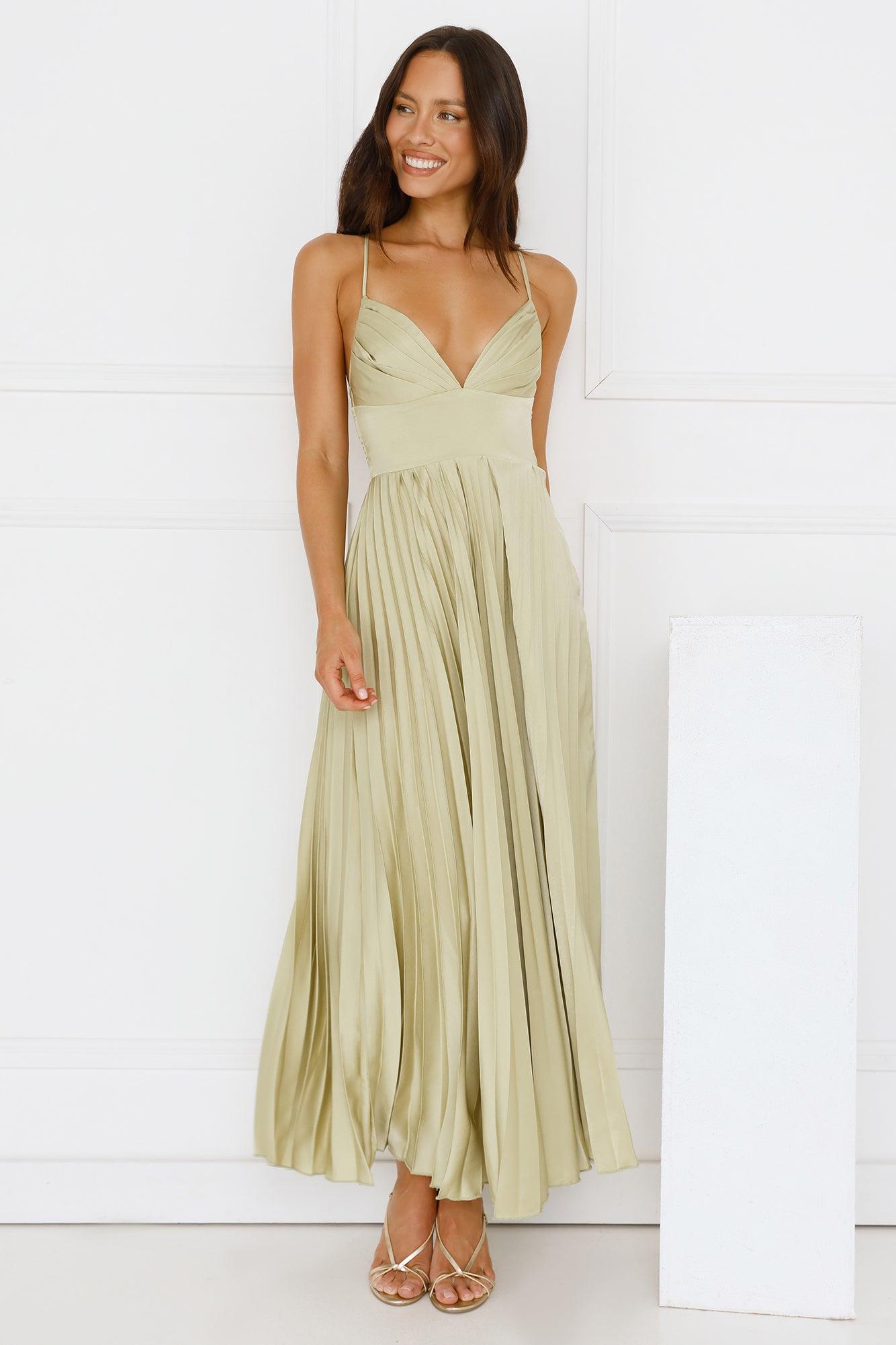 Exclusive Invite Satin Maxi Dress Lime Product Image