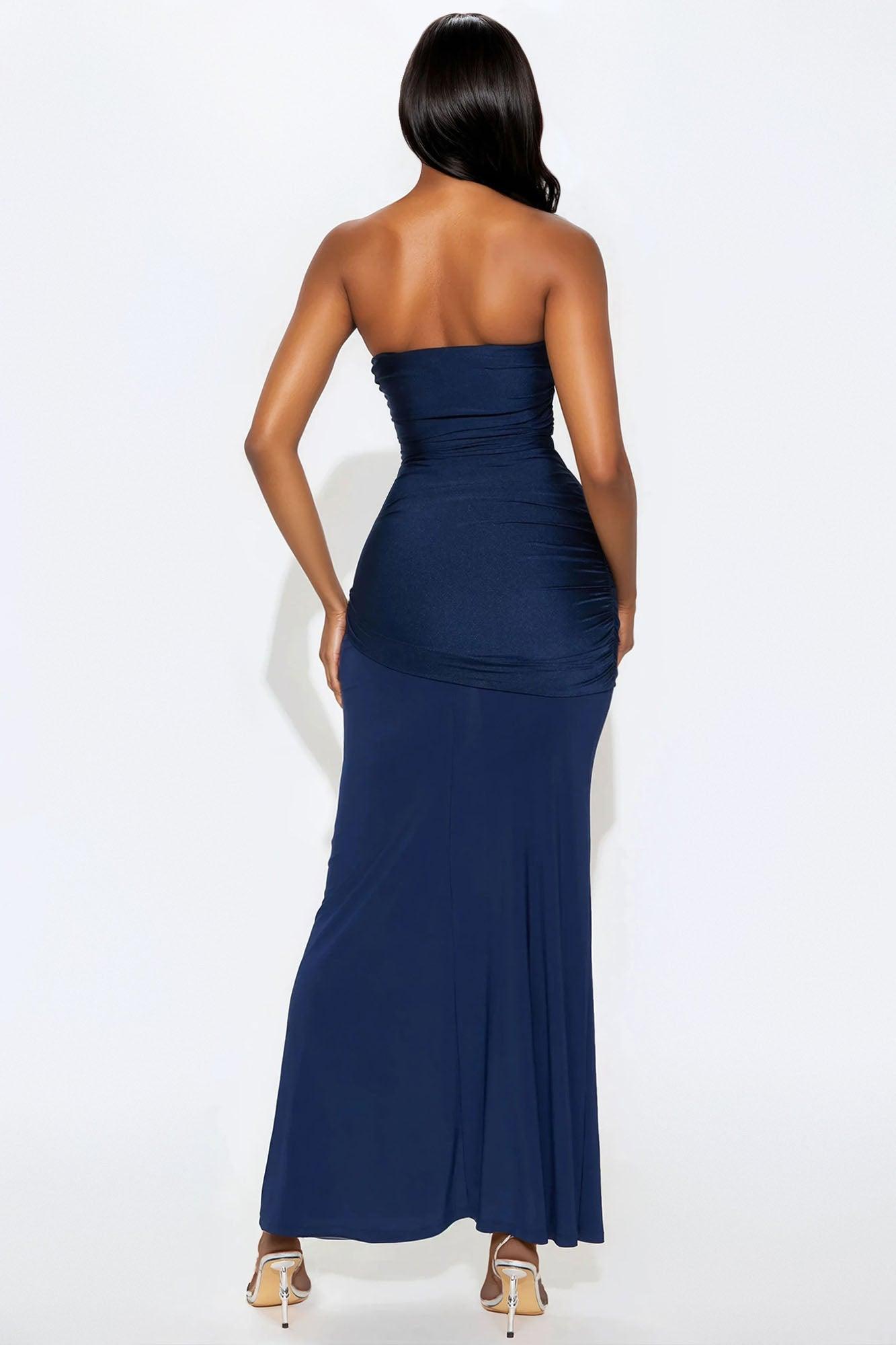 Sunset Views Ruched Maxi Dress - Navy Product Image
