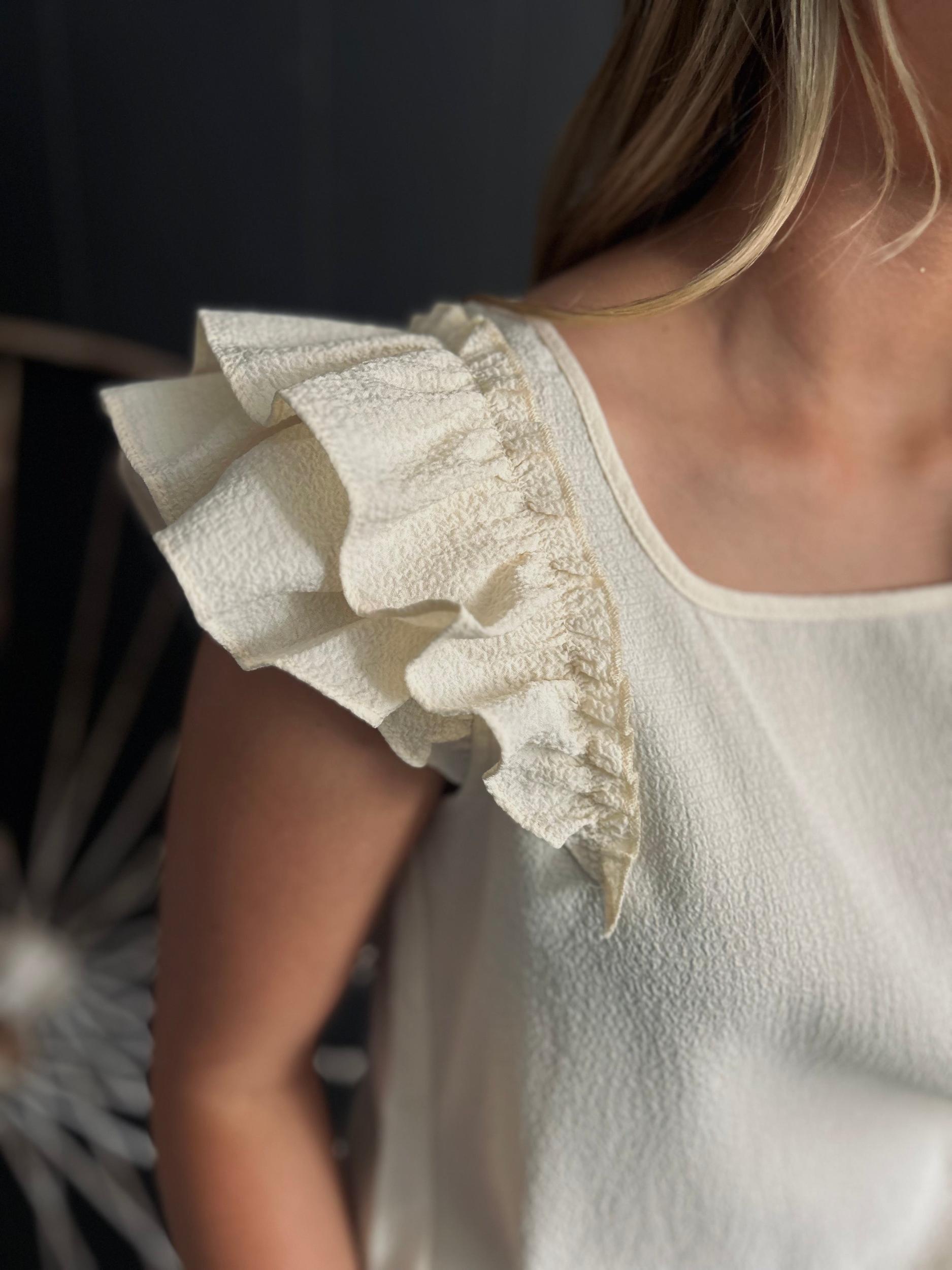 Textured Bow Frilled Butterfly Sleeve Blouse-3 Colors* Product Image