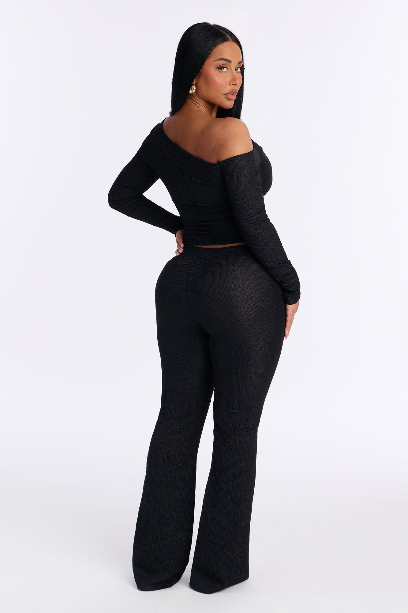 Luna One Shoulder Pant Set - Black Female Product Image