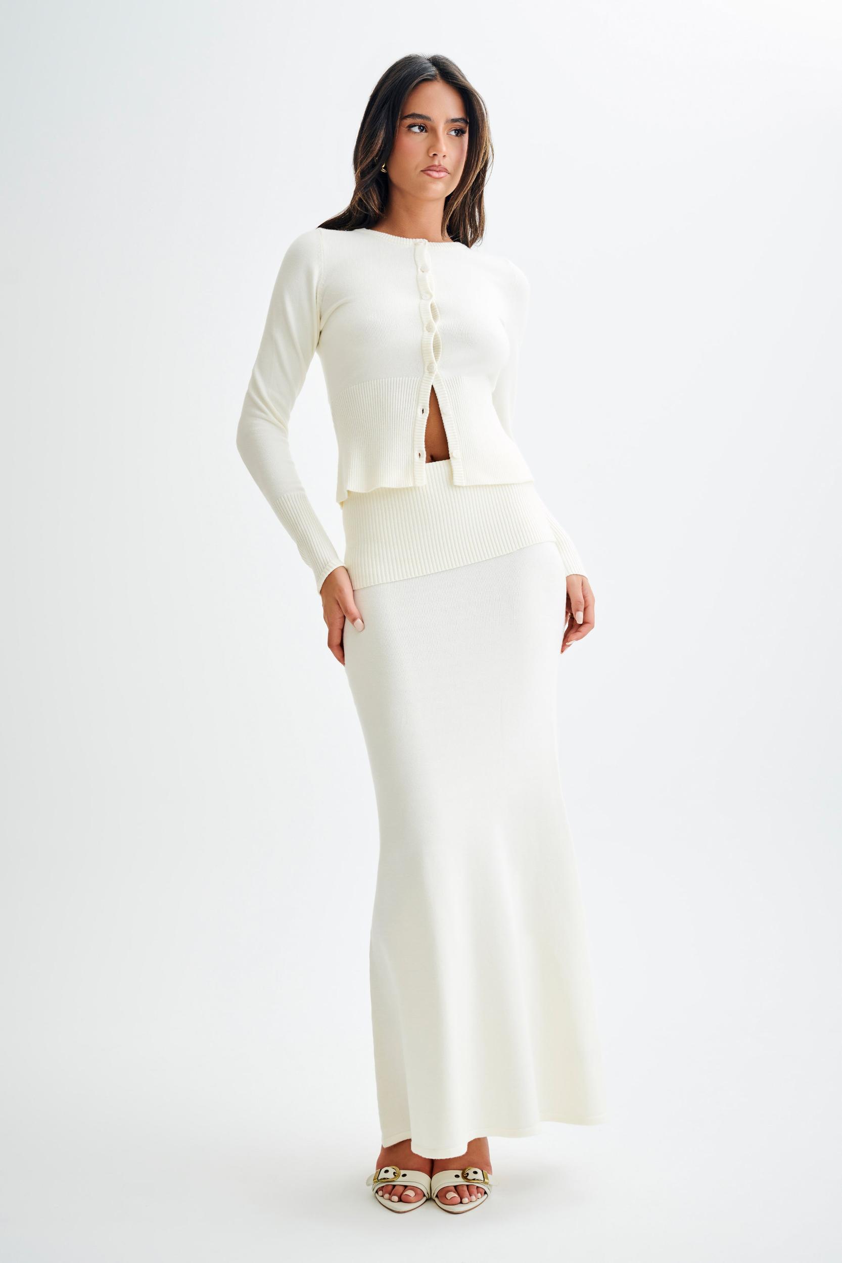 Reese Fitted Knit Cardigan - Ivory Product Image