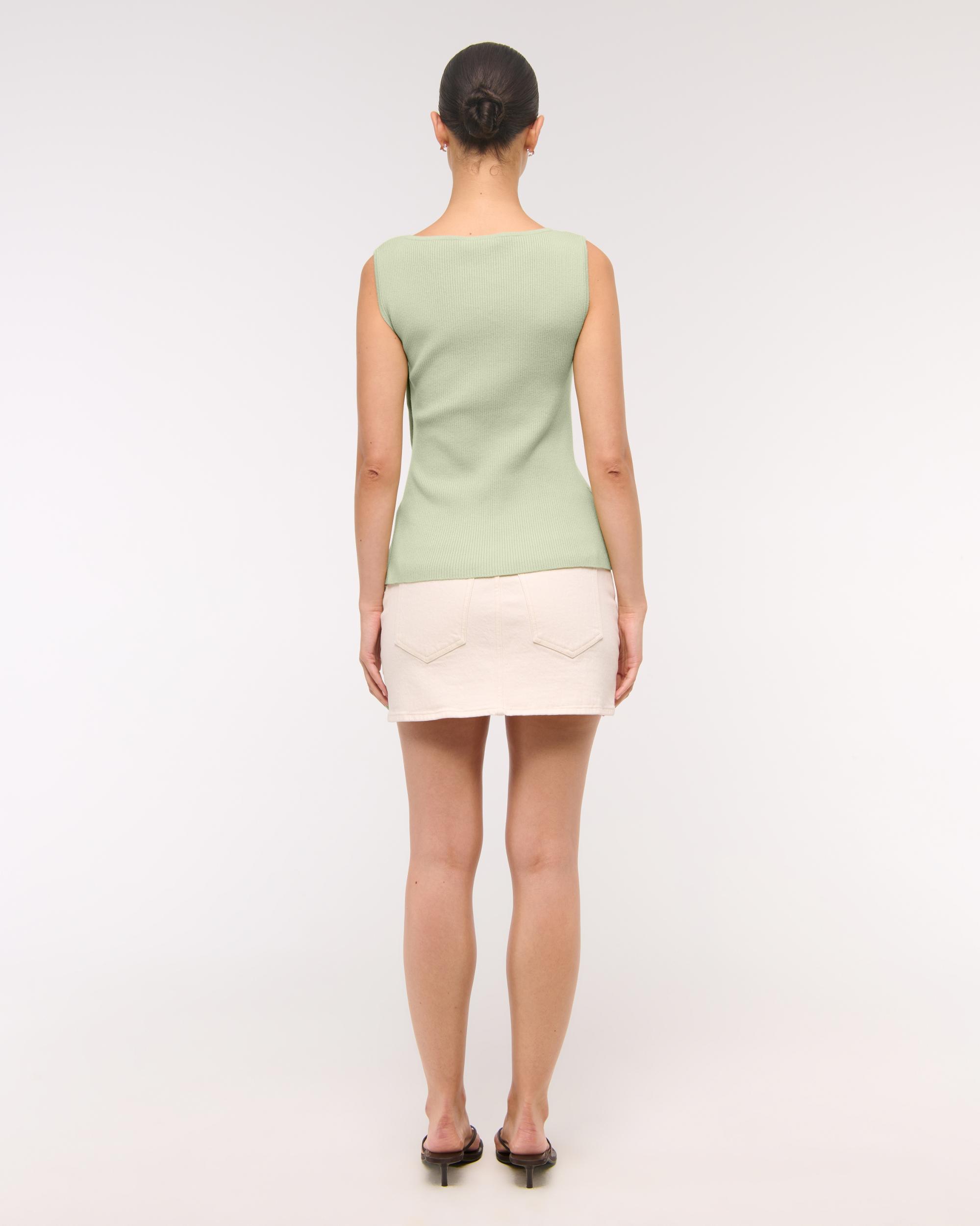 Asymmetrical Button Sweater Tank Product Image