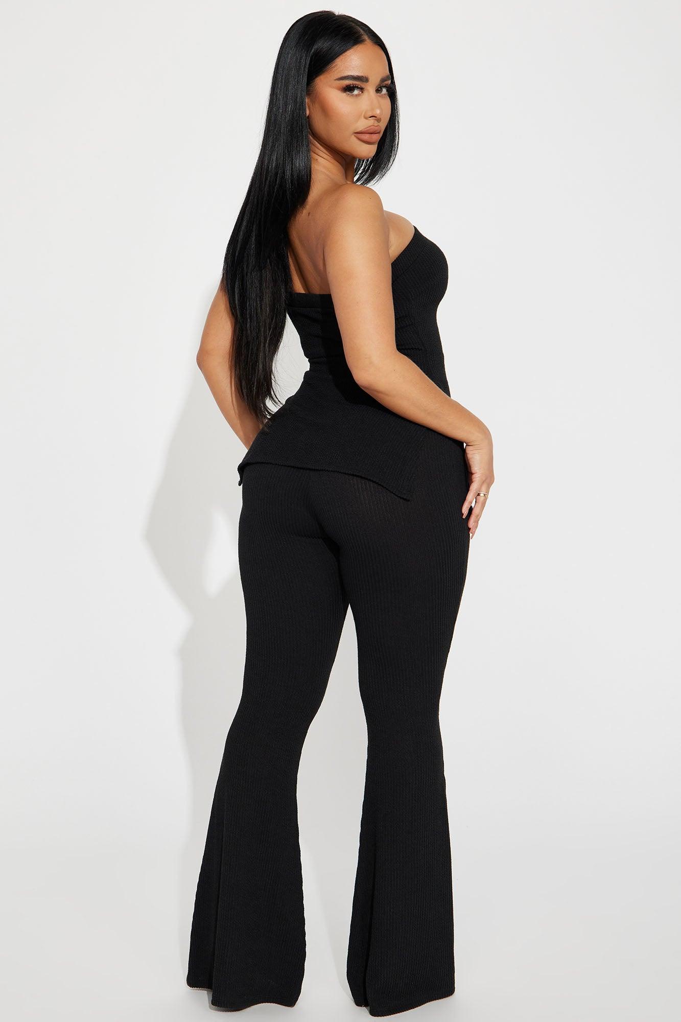Highly Recommend Ribbed Pant Set - Black Product Image