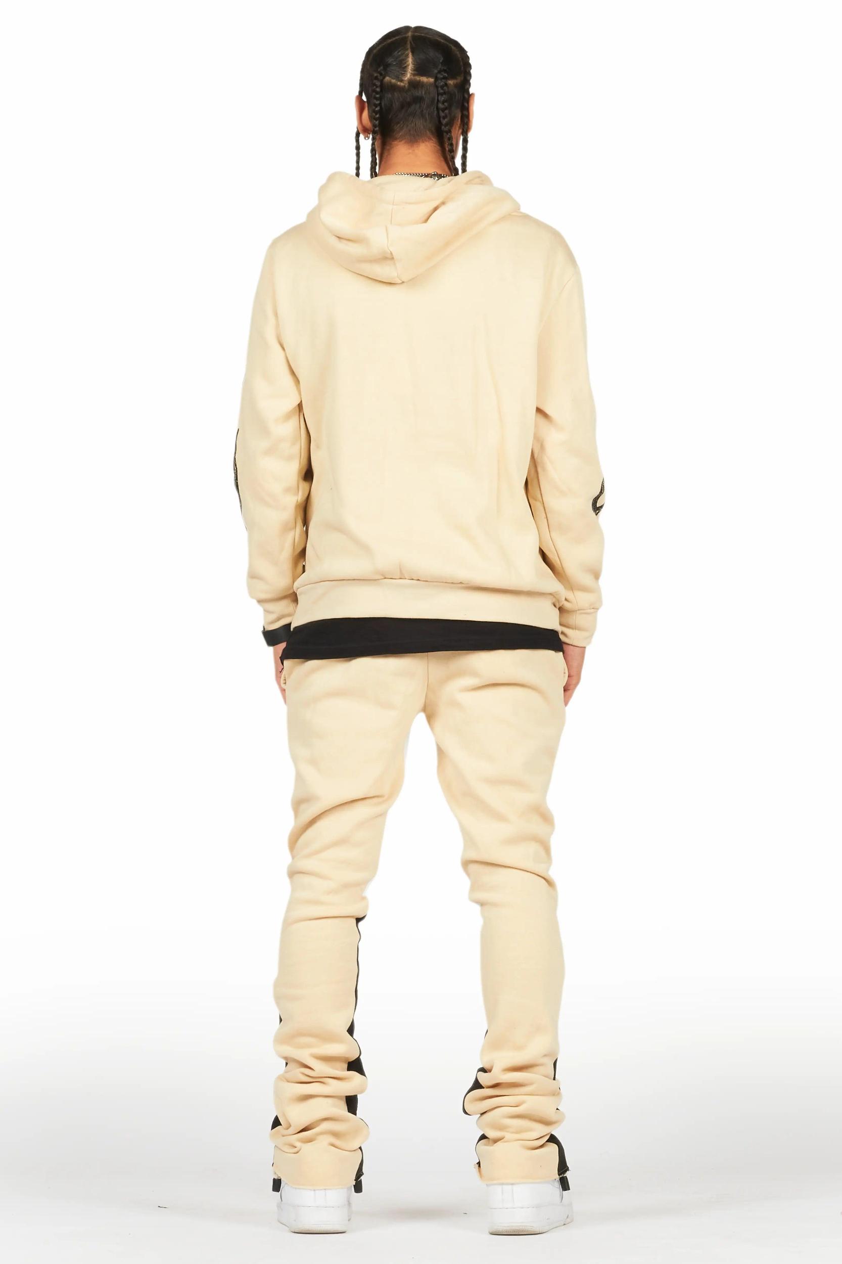 Amos Beige Stacked Flare Hoodie Track Set Male Product Image