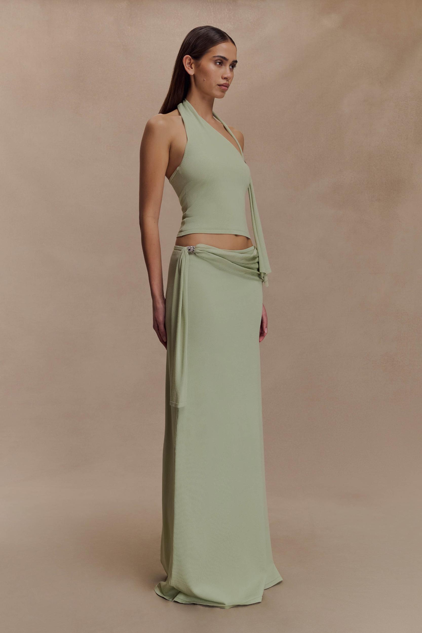 Xanthia Knit Halter Top - Pastel Green Product Image