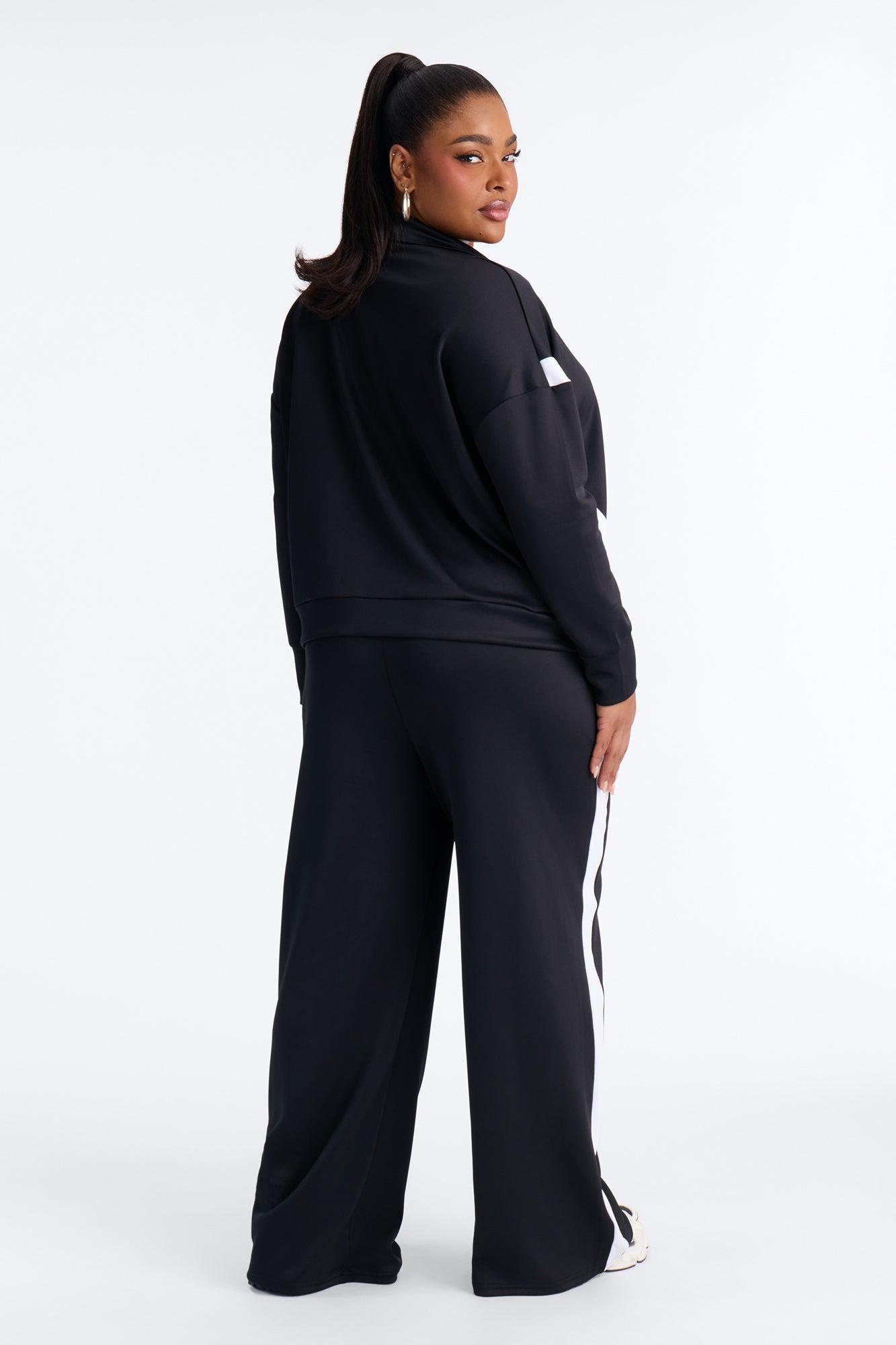 Stacy Scuba Zip Up Pant Set - Black Female Product Image