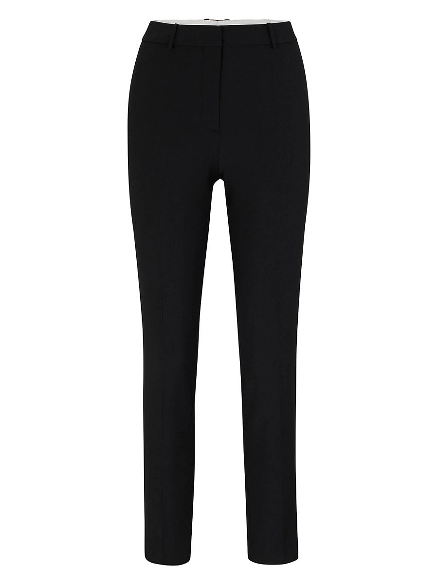 Womens Cropped Regular-Fit Trousers In Wool Product Image