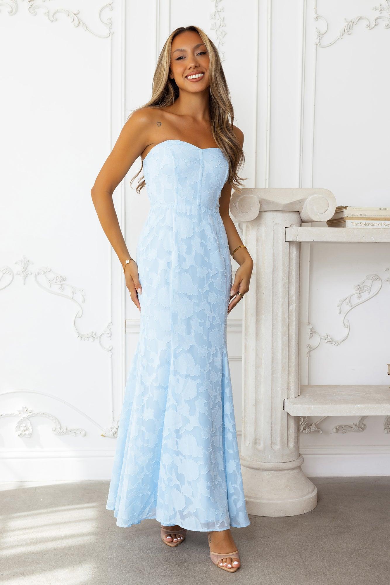 Sea Kissed Strapless Maxi Dress Blue Product Image