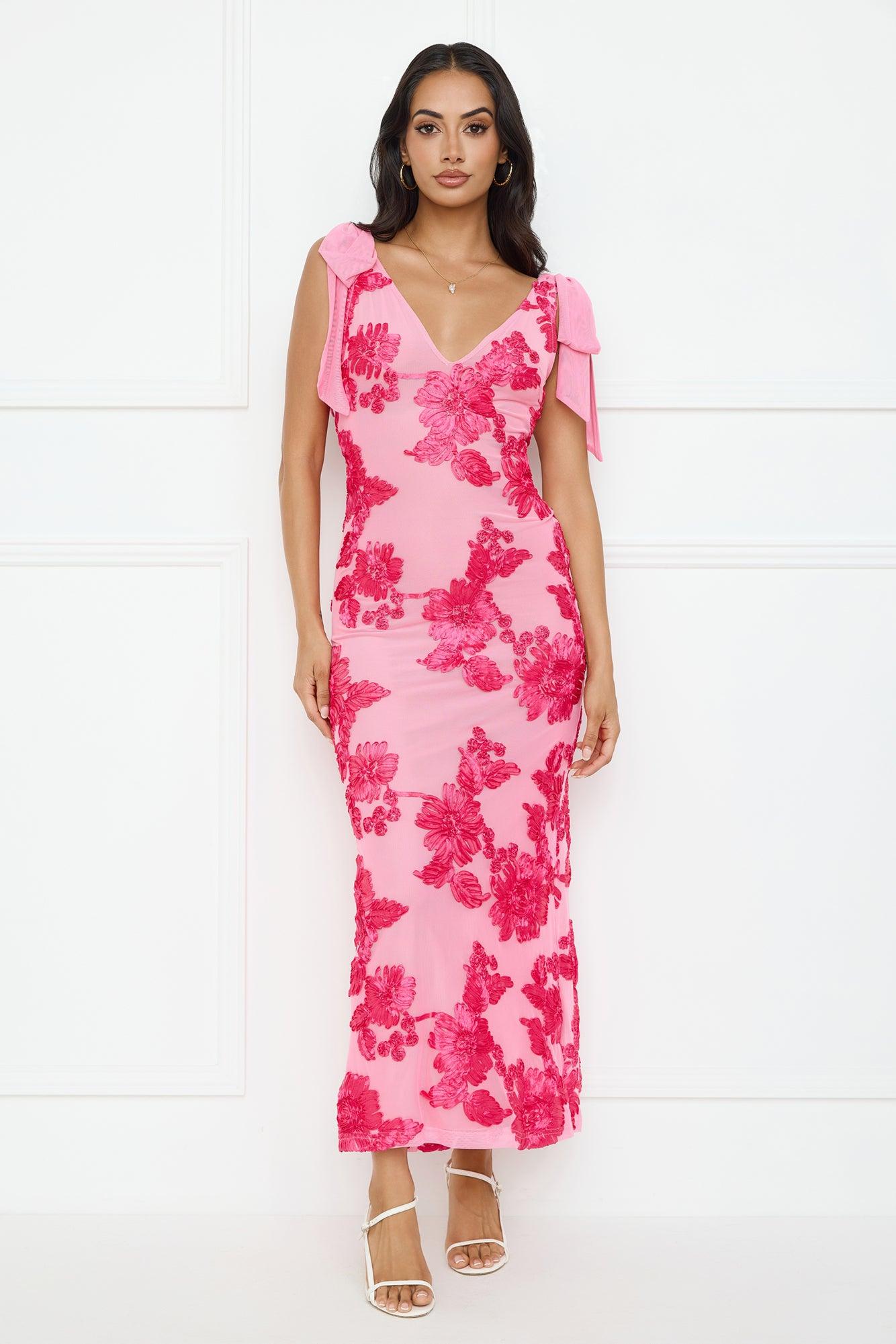 Ambrosia Mesh Maxi Dress Pink Product Image