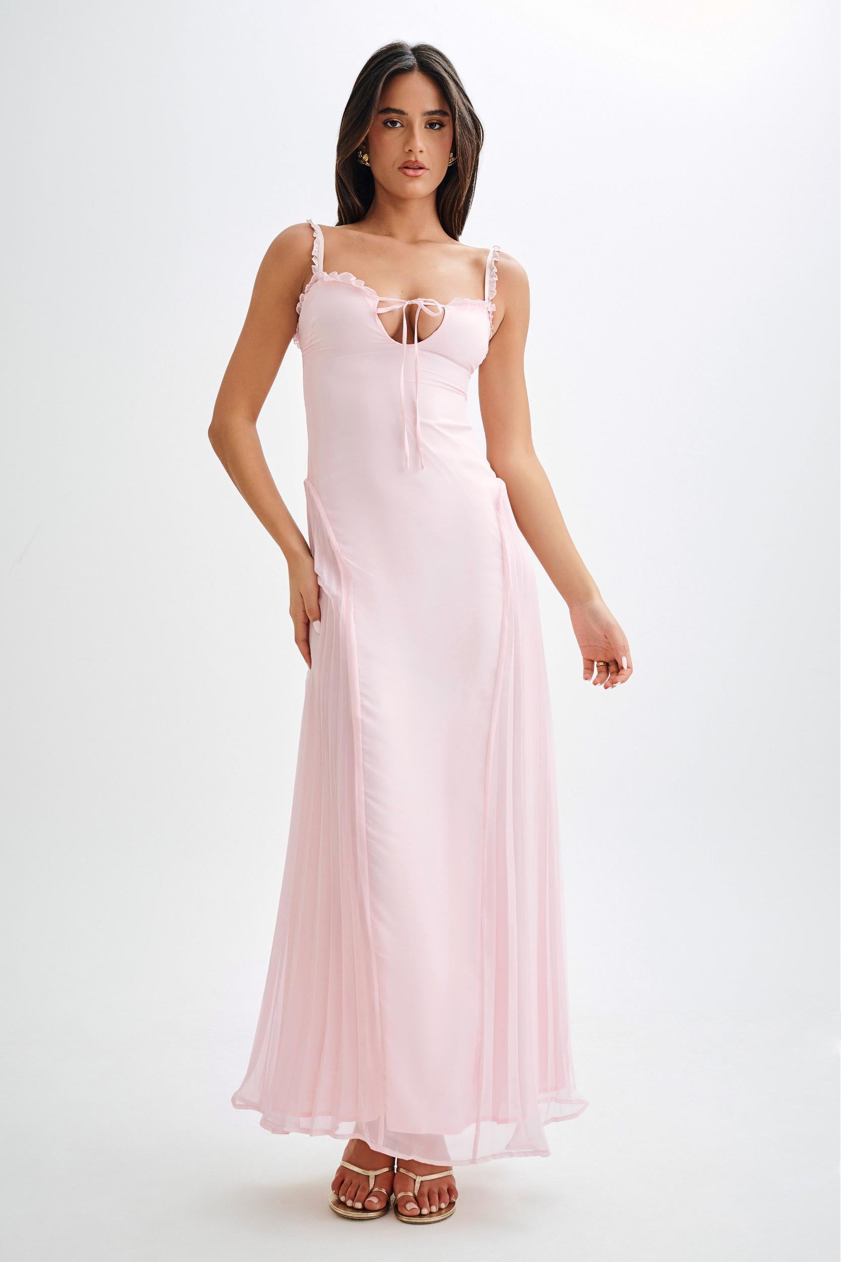 Saira Chiffon Maxi Dress - Powder Pink Product Image
